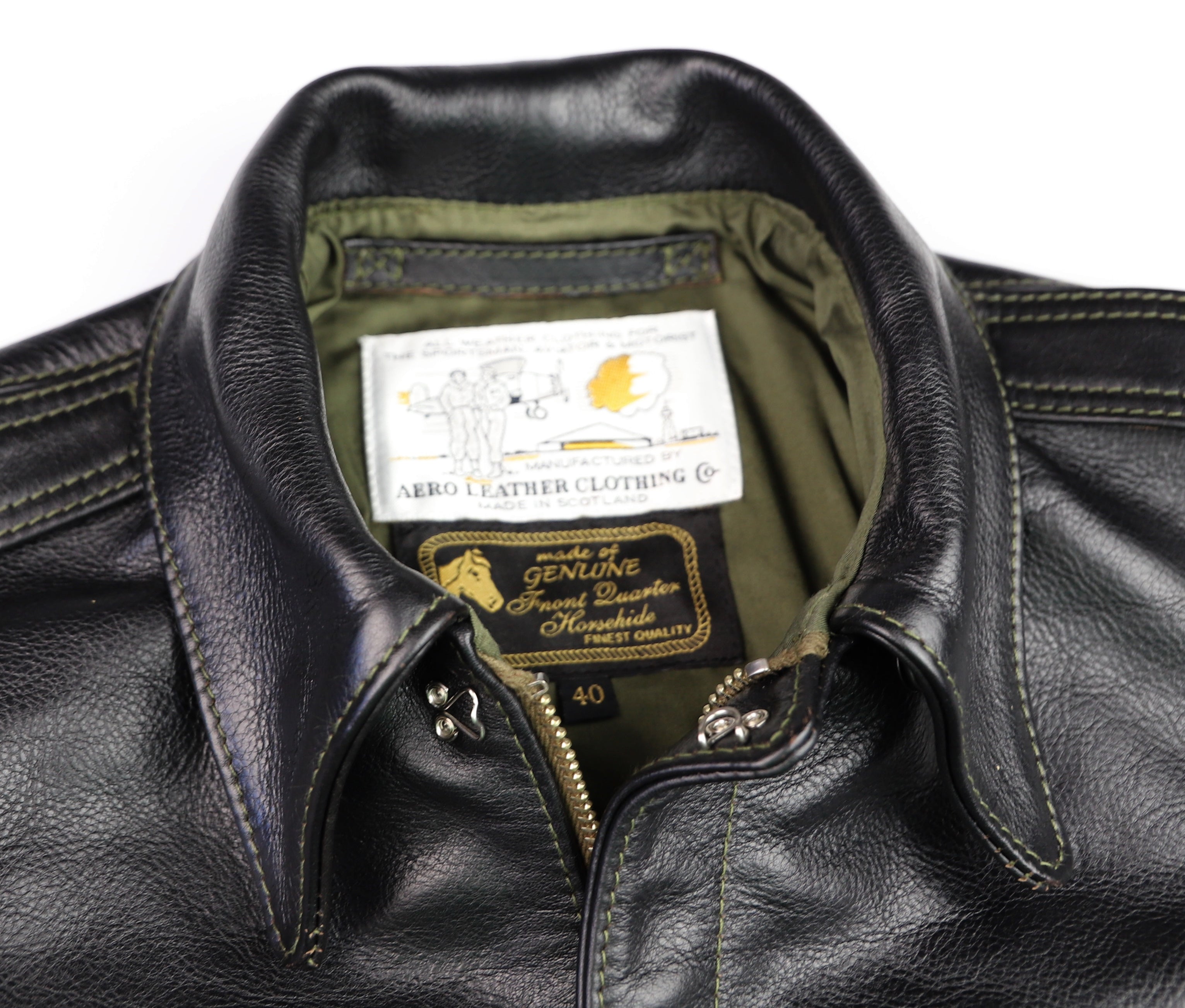 Aero A-2 Military Flight Jacket, size 40, Blackened Brown Vicenza Horsehide