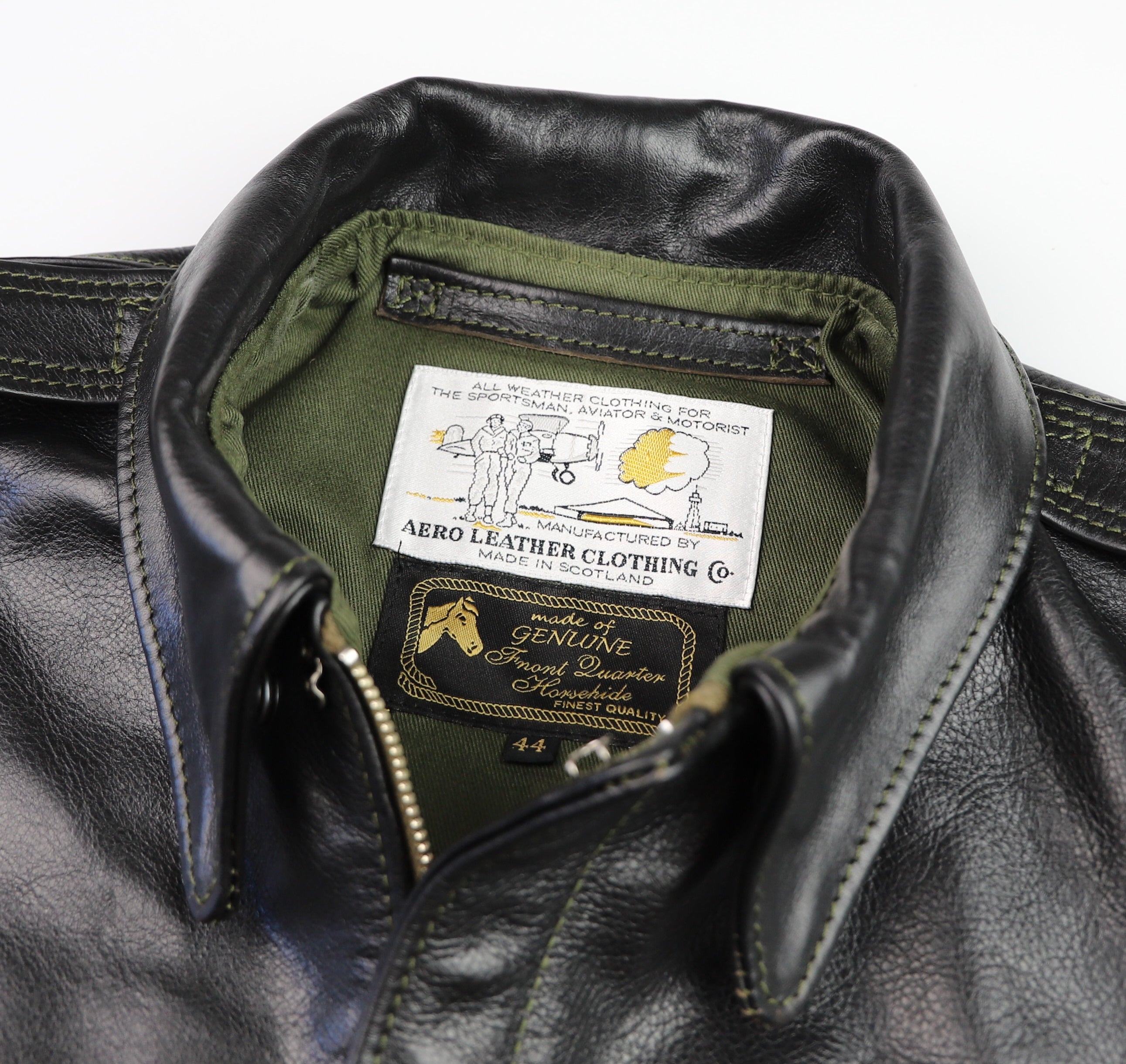 Aero A-2 Military Flight Jacket, size 44, Blackened Brown Vicenza Horsehide