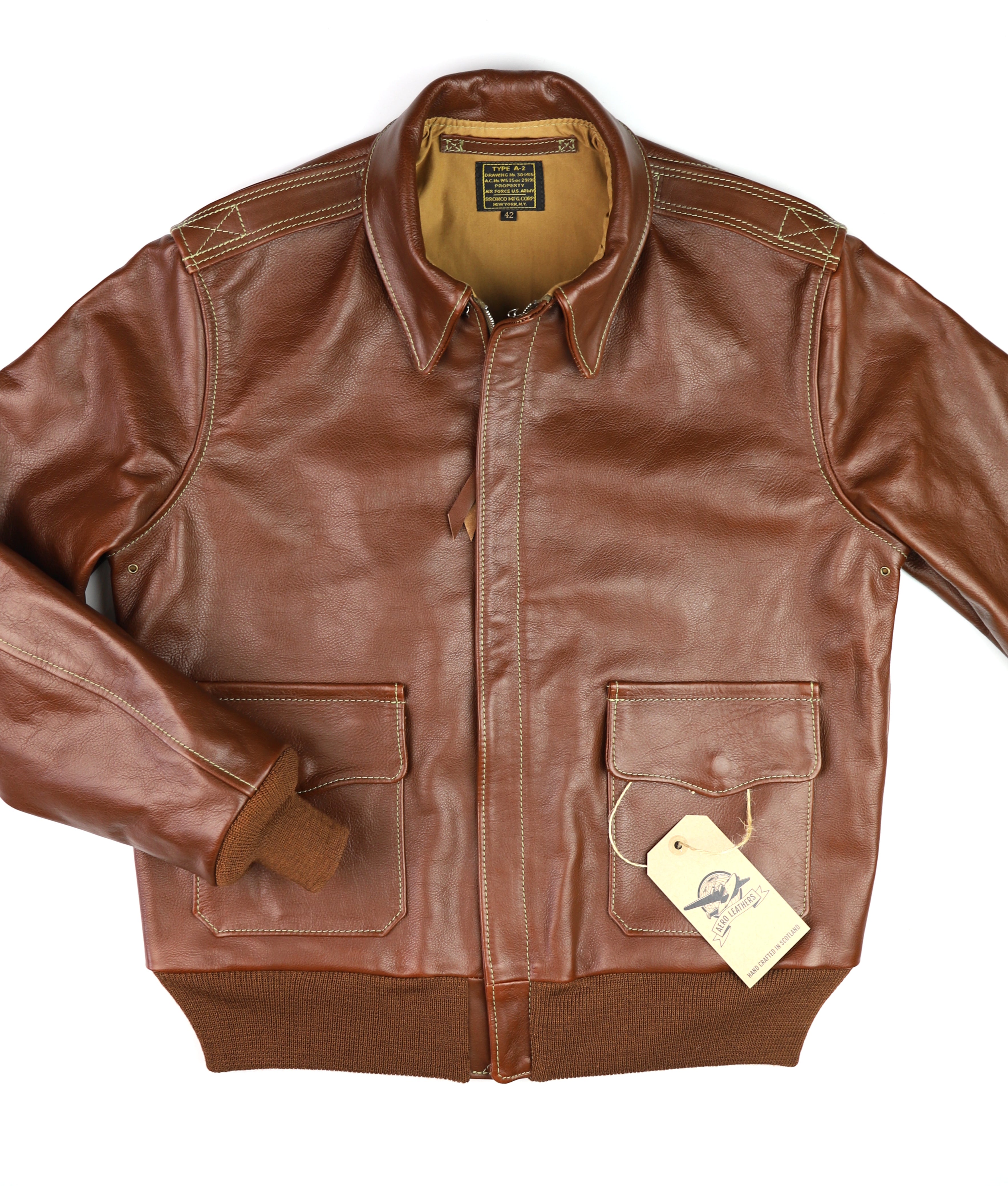 Aero A-2 Military Flight Jacket, size 42, Russet Vicenza Horsehide