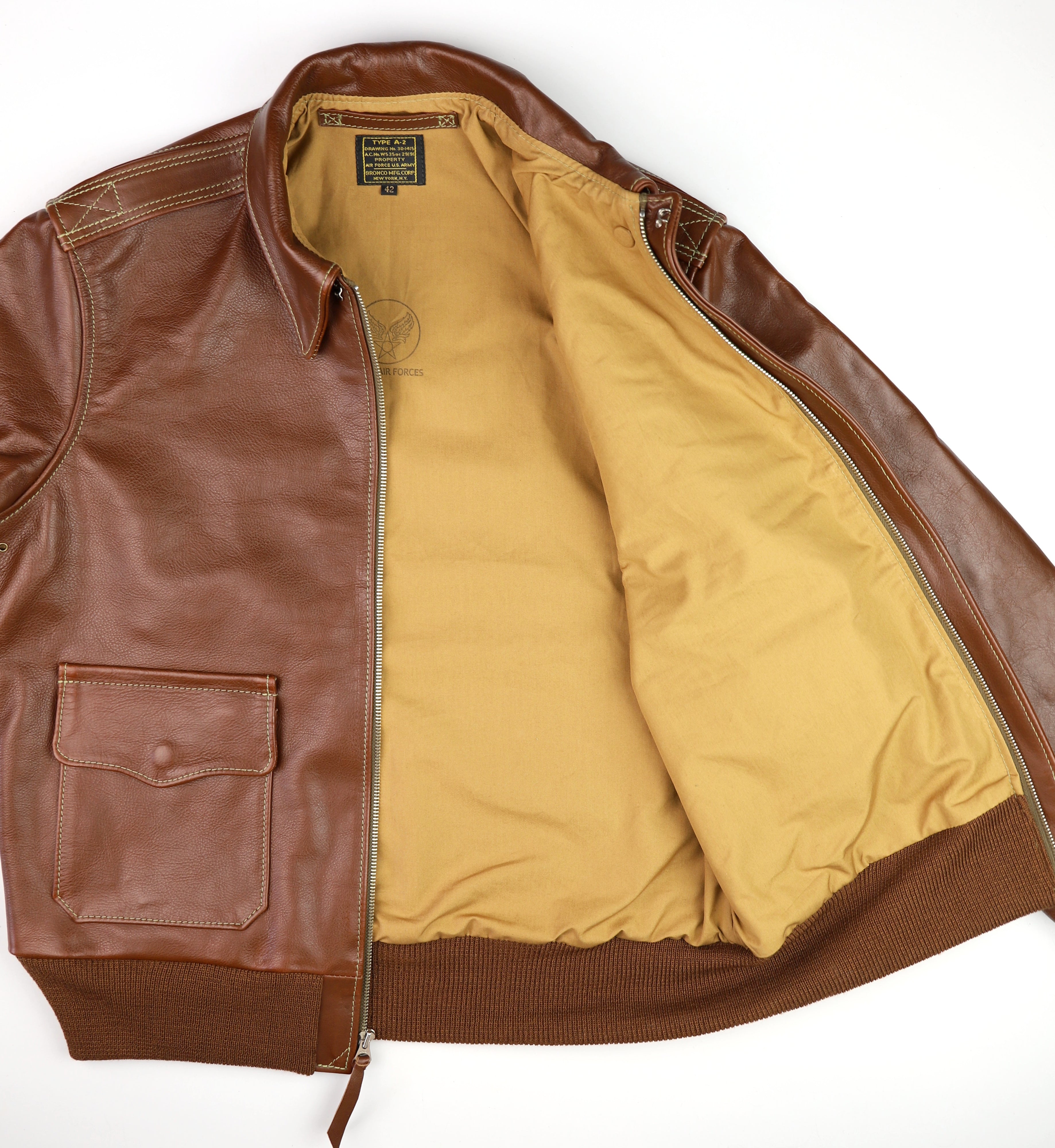 Aero A-2 Military Flight Jacket, size 42, Russet Vicenza Horsehide