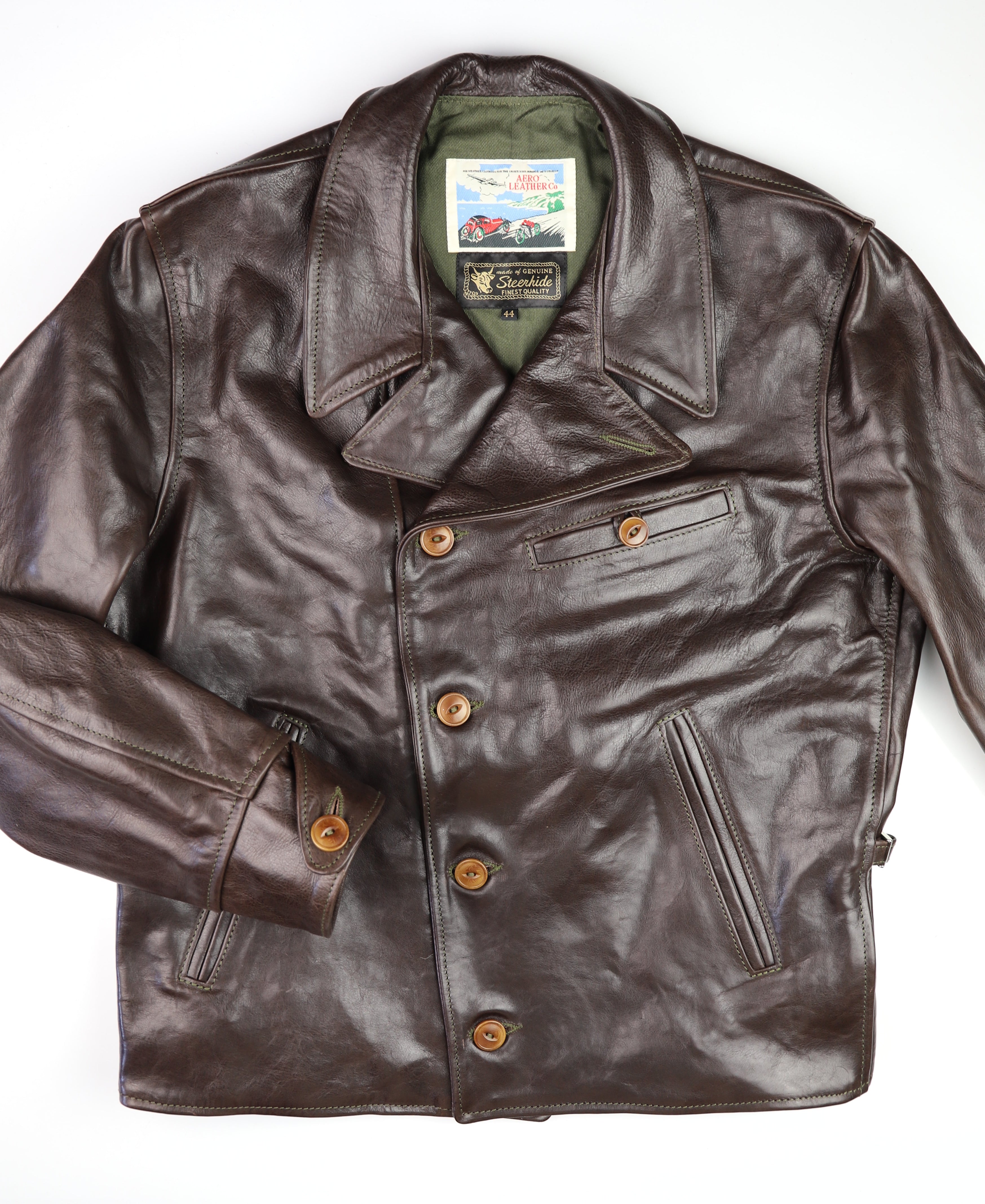 Aero Hooch Hauler, Button-up, size 44, Chestnut Badalassi Cowhide