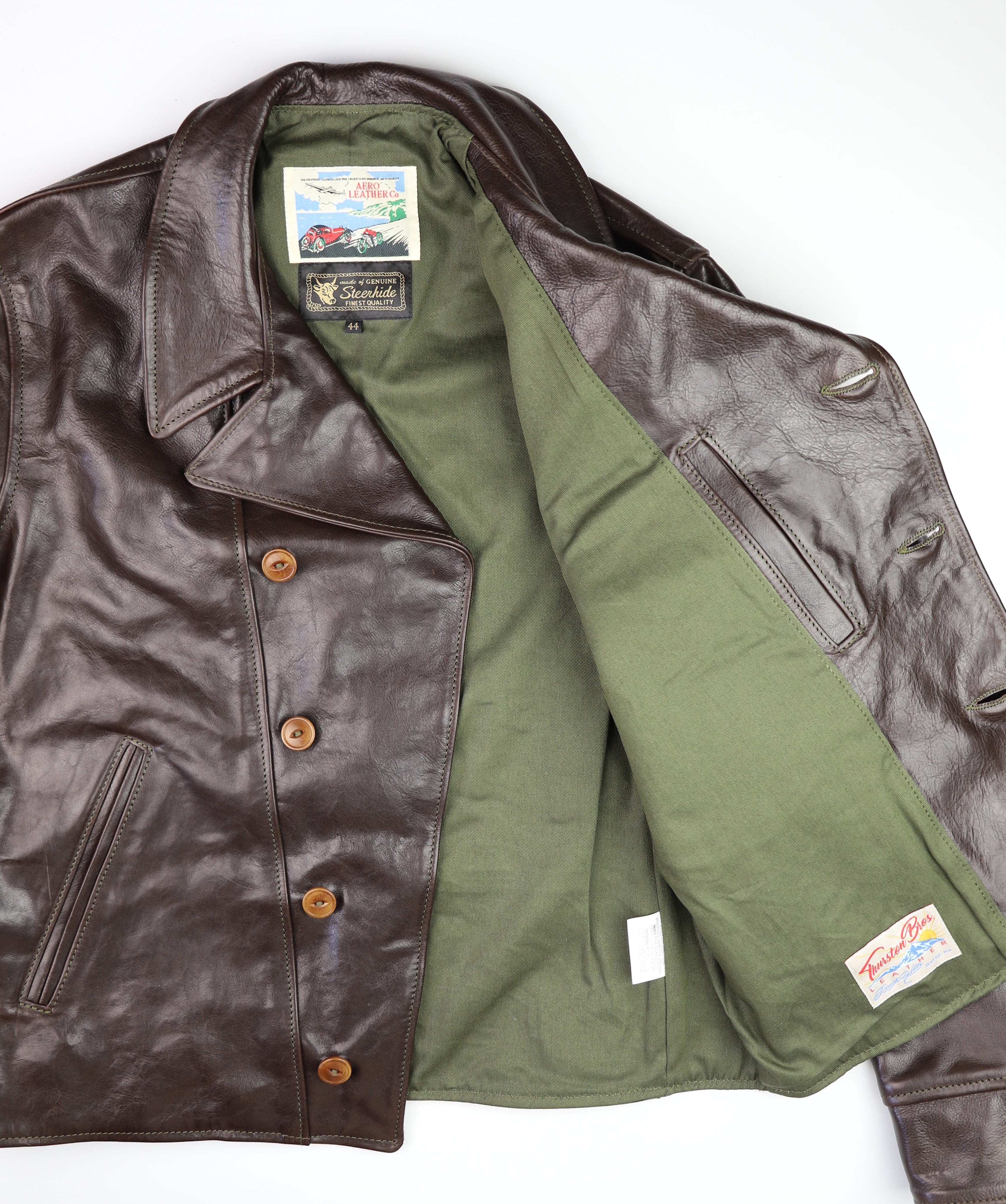 Aero Hooch Hauler, Button-up, size 44, Chestnut Badalassi Cowhide