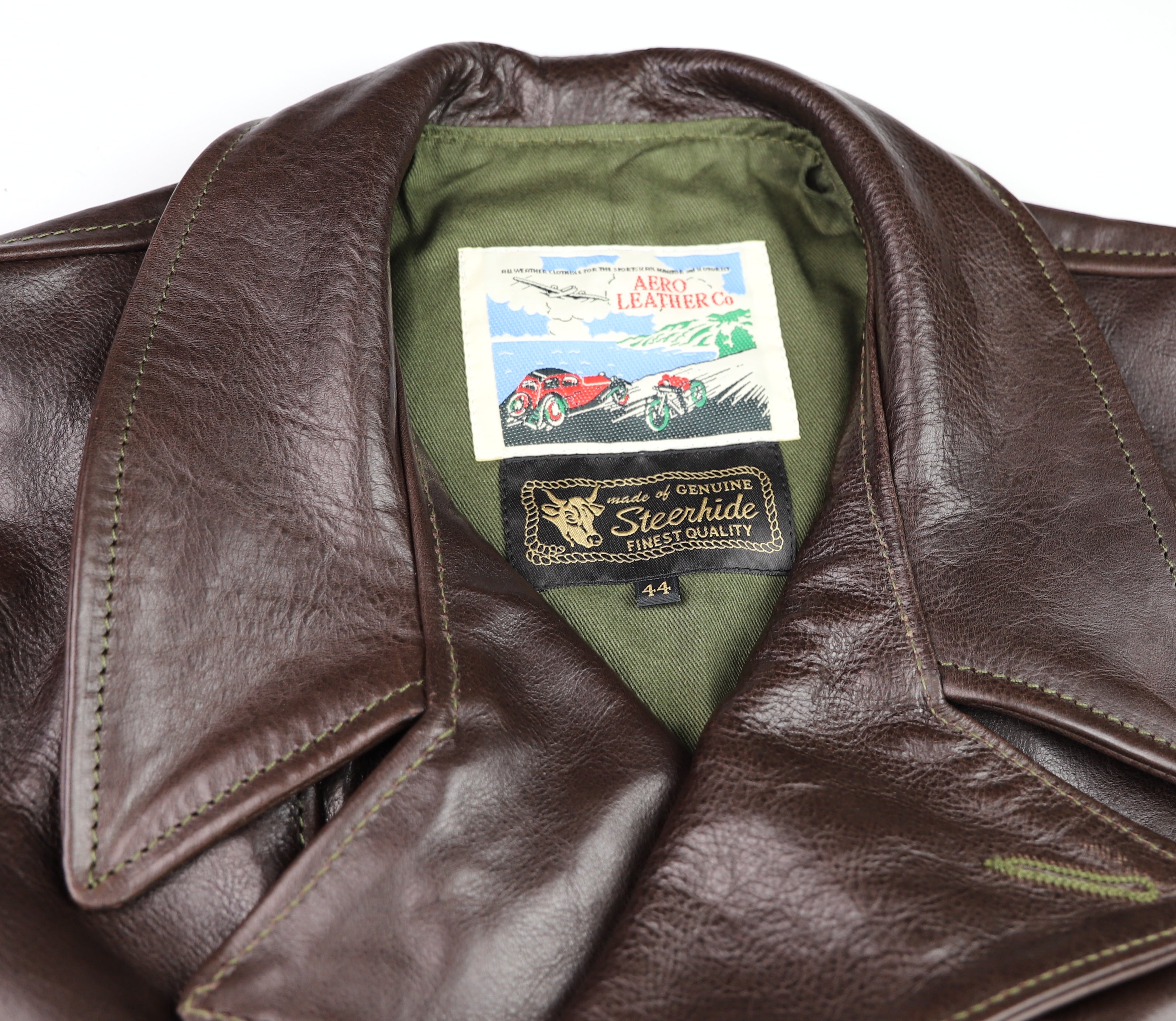 Aero Hooch Hauler, Button-up, size 44, Chestnut Badalassi Cowhide