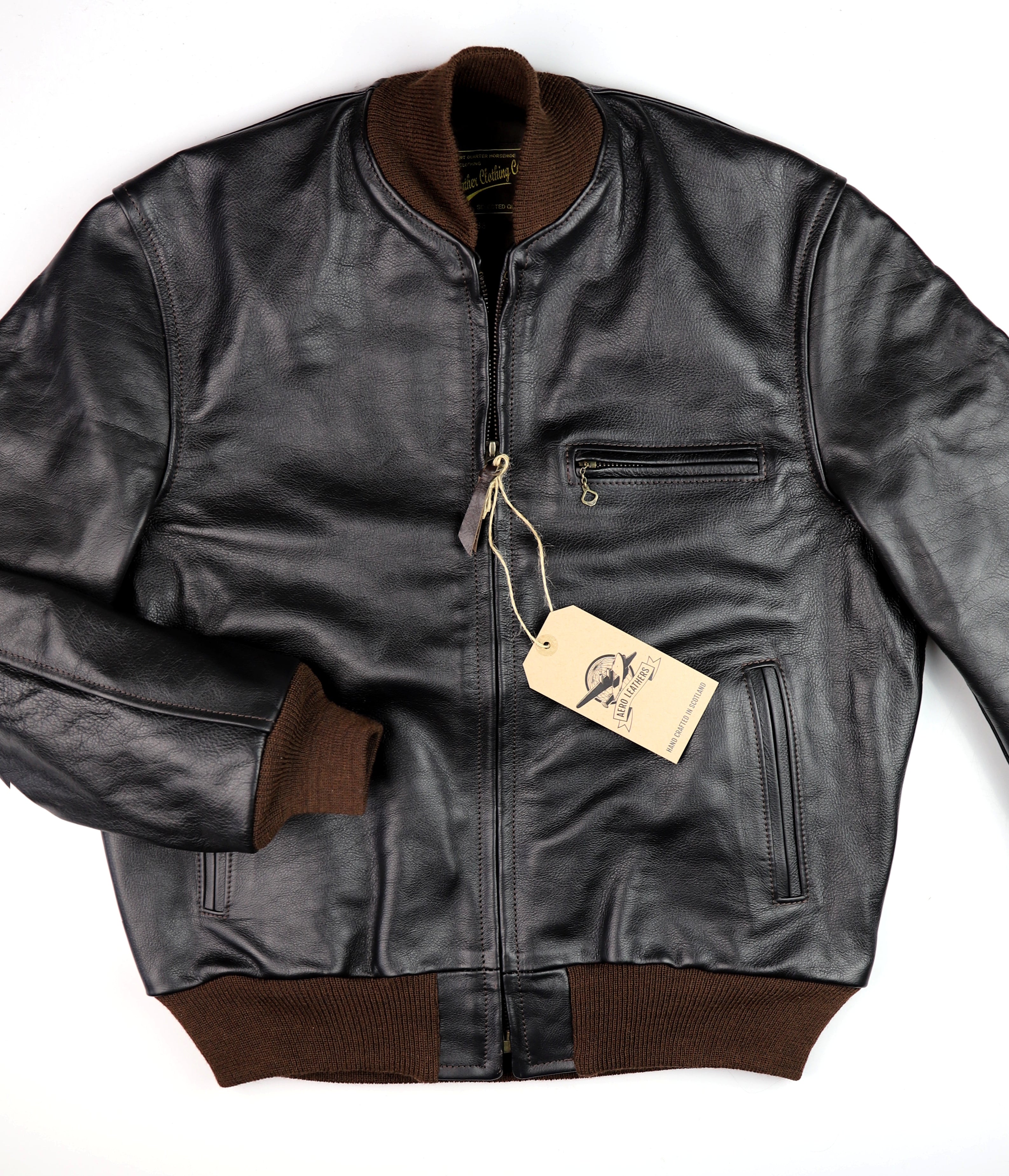 Aero College Jacket, size 38 (fits like 42), Blackened Brown Vicenza Horsehide