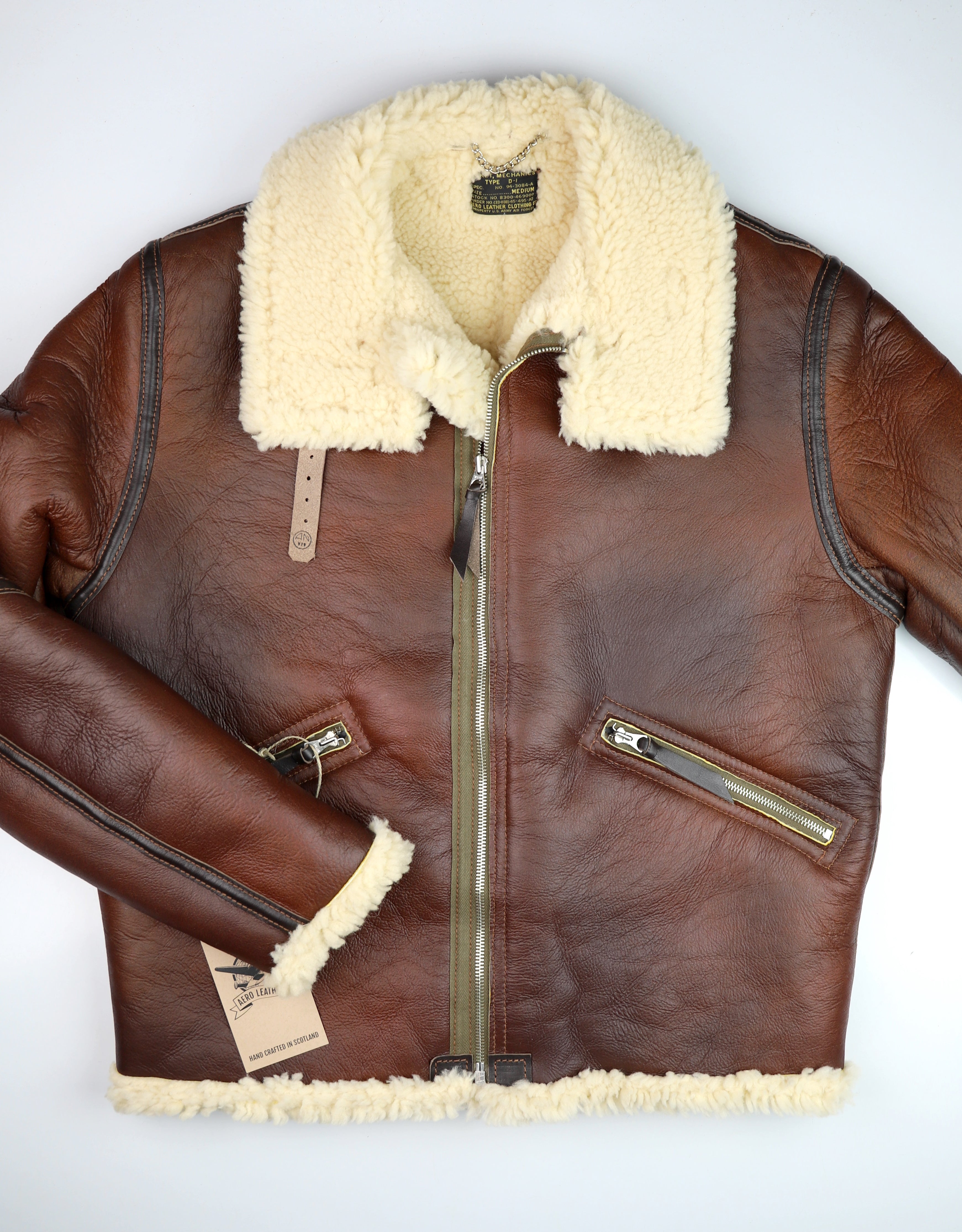 Aero D-1 Military Flight Jacket, size 42, Redskin with Dark Seal Vicenza Trim