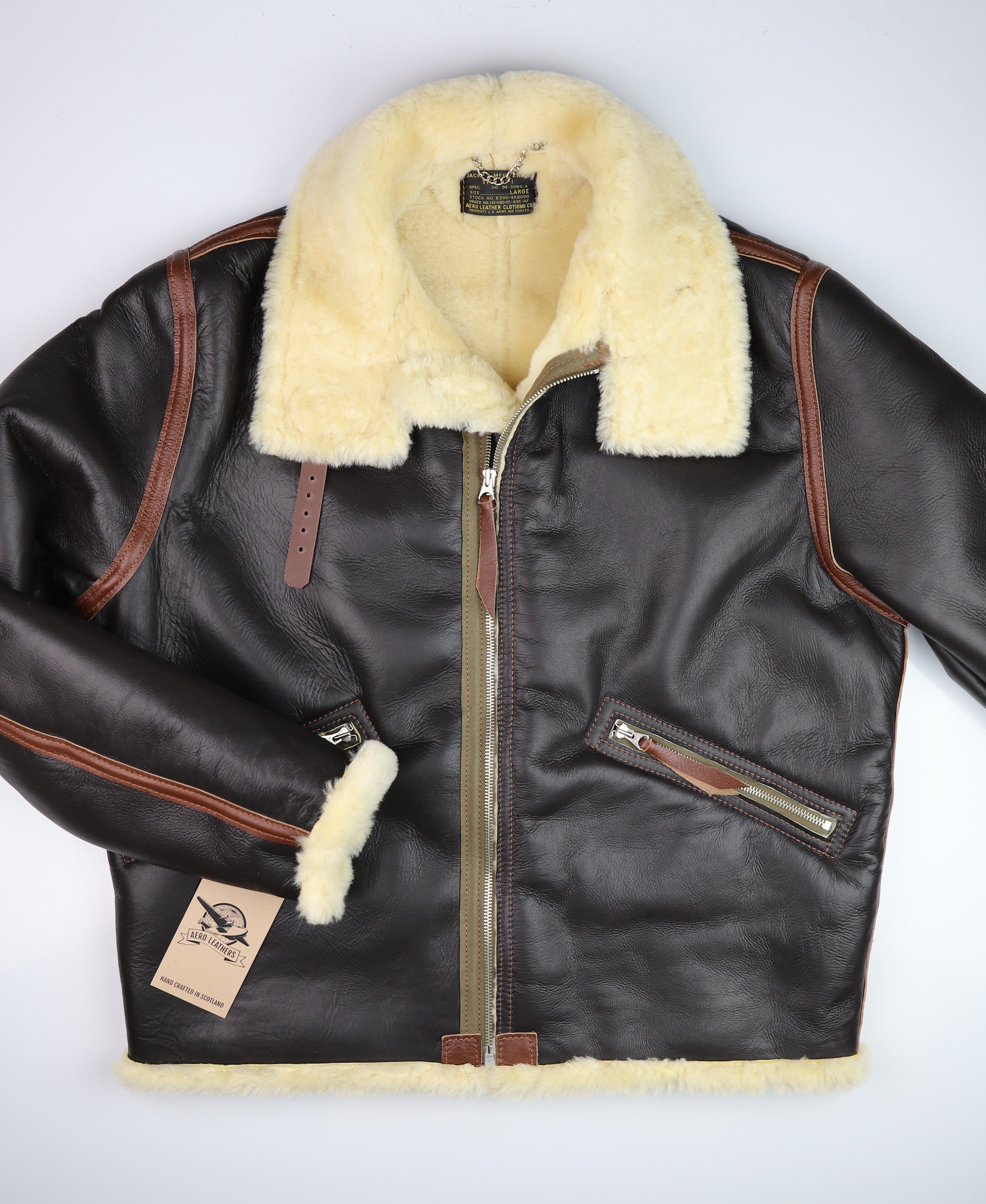 Aero D-1 Military Flight Jacket, size 44, Seal Brown with Russet Vicenza Trim