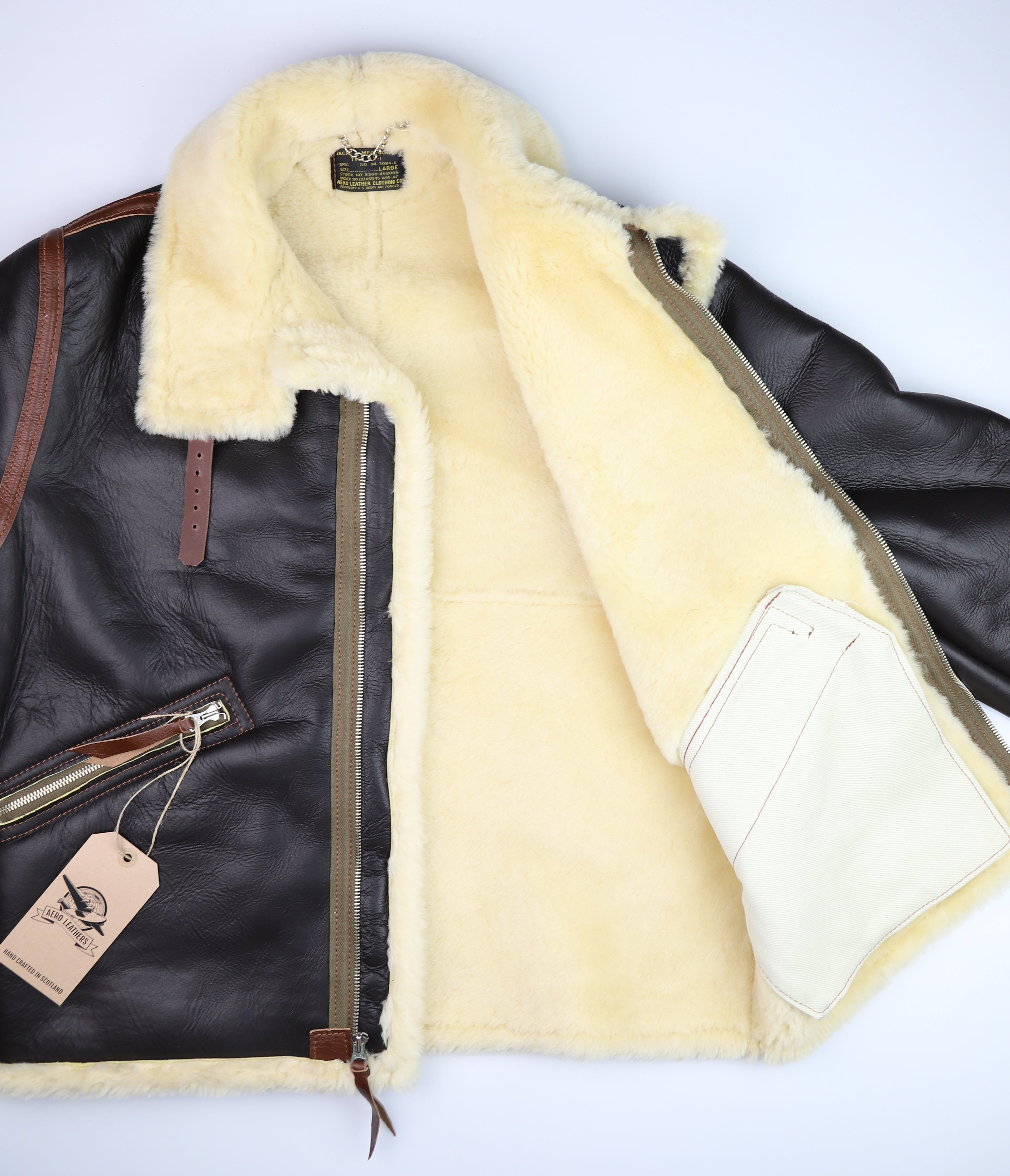 Aero D-1 Military Flight Jacket, size 44, Seal Brown with Russet Vicenza Trim