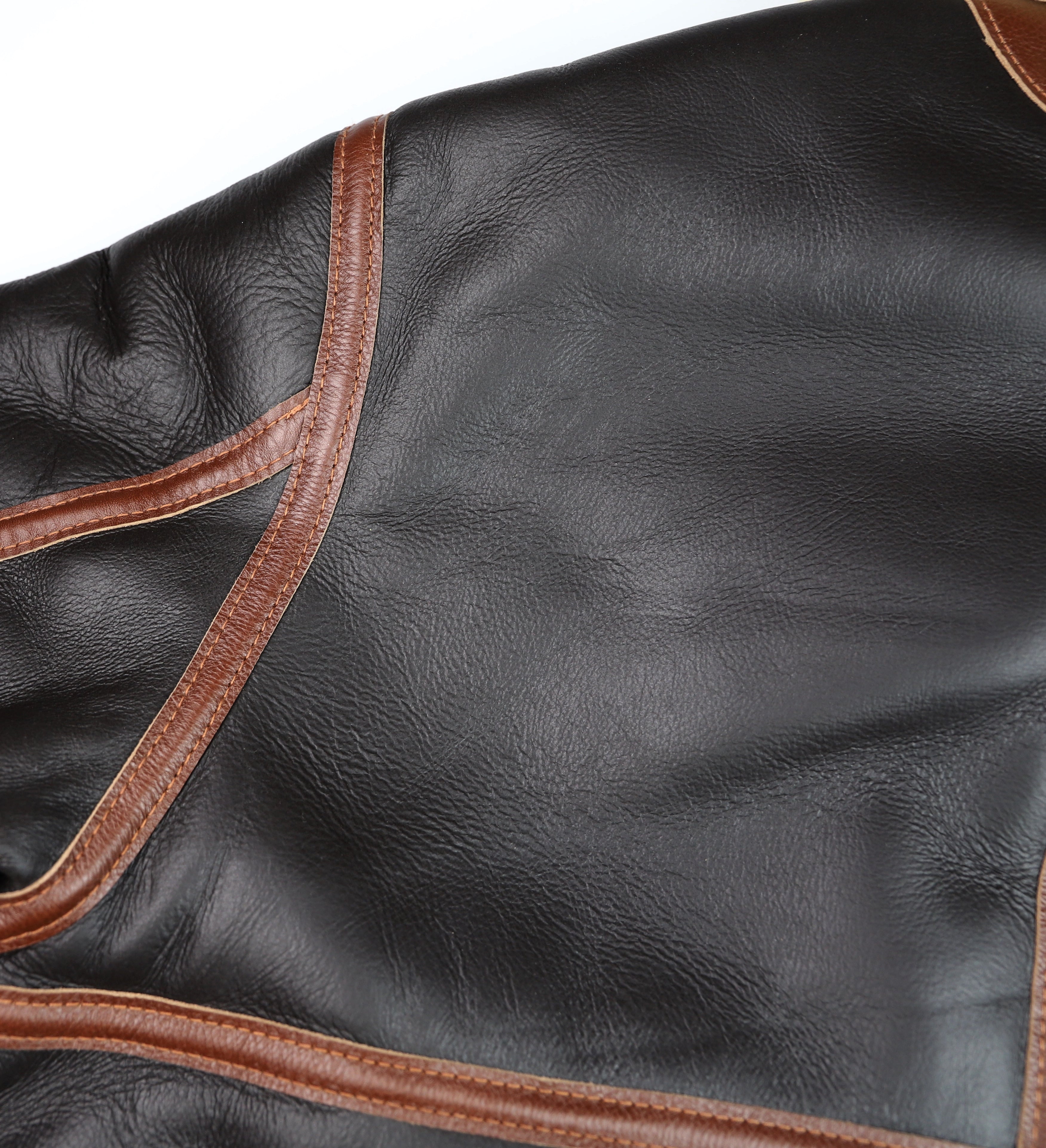 Aero D-1 Military Flight Jacket, size 44, Seal Brown with Russet Vicenza Trim