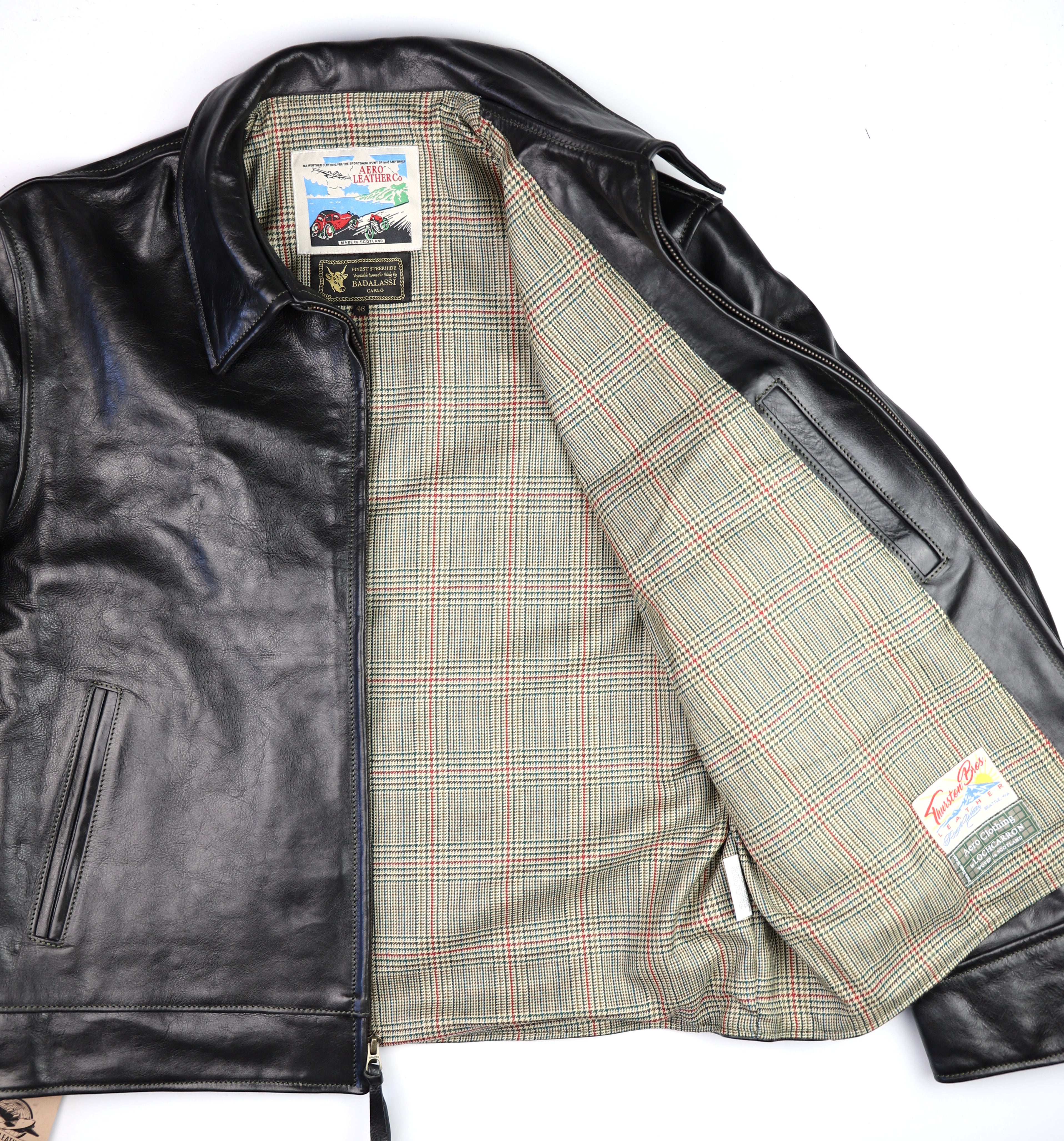 Aero Highwayman, size 46 (fits like size 50), Black Badalassi Cowhide