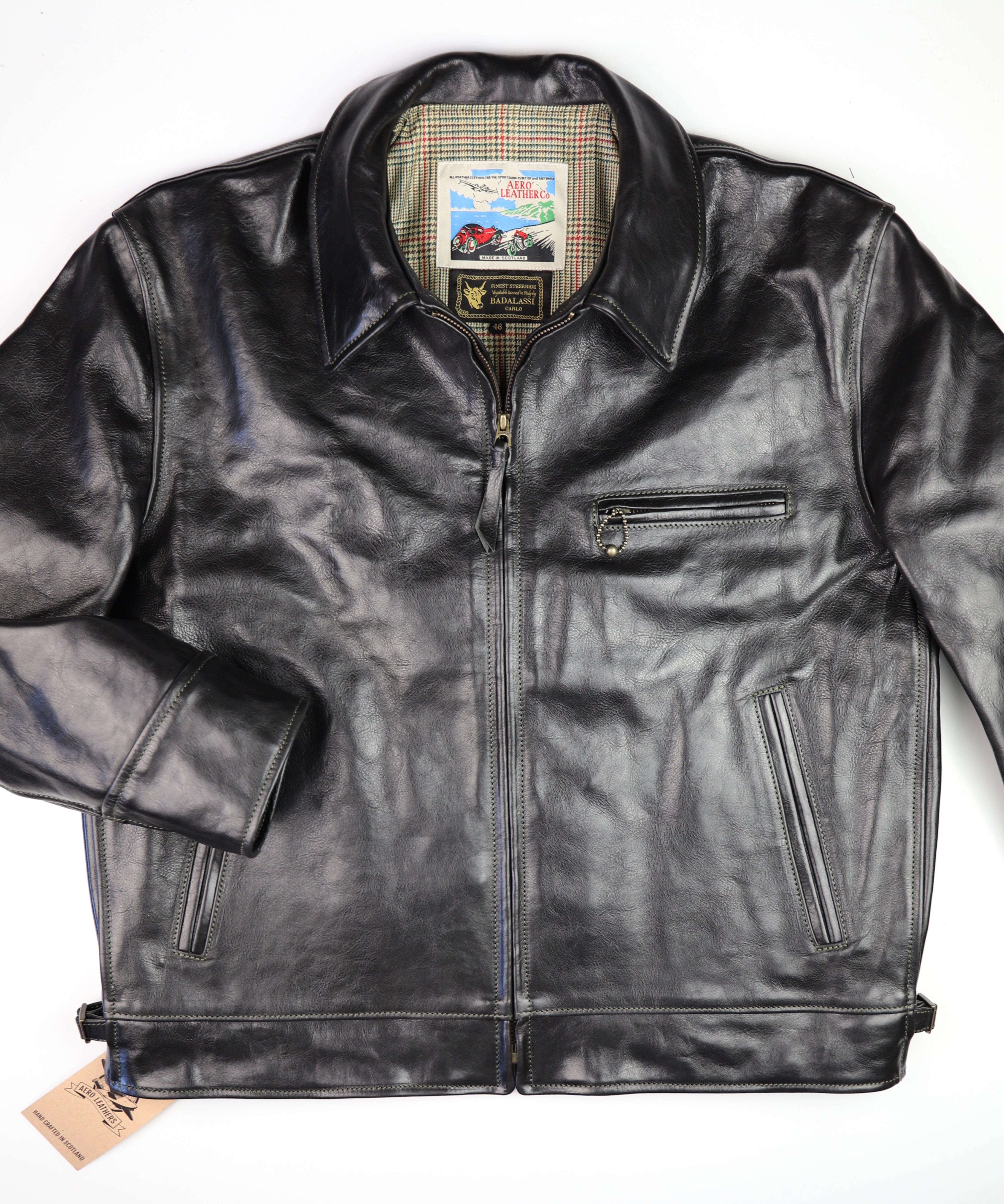 Aero Highwayman, size 46 (fits like size 50), Black Badalassi Cowhide