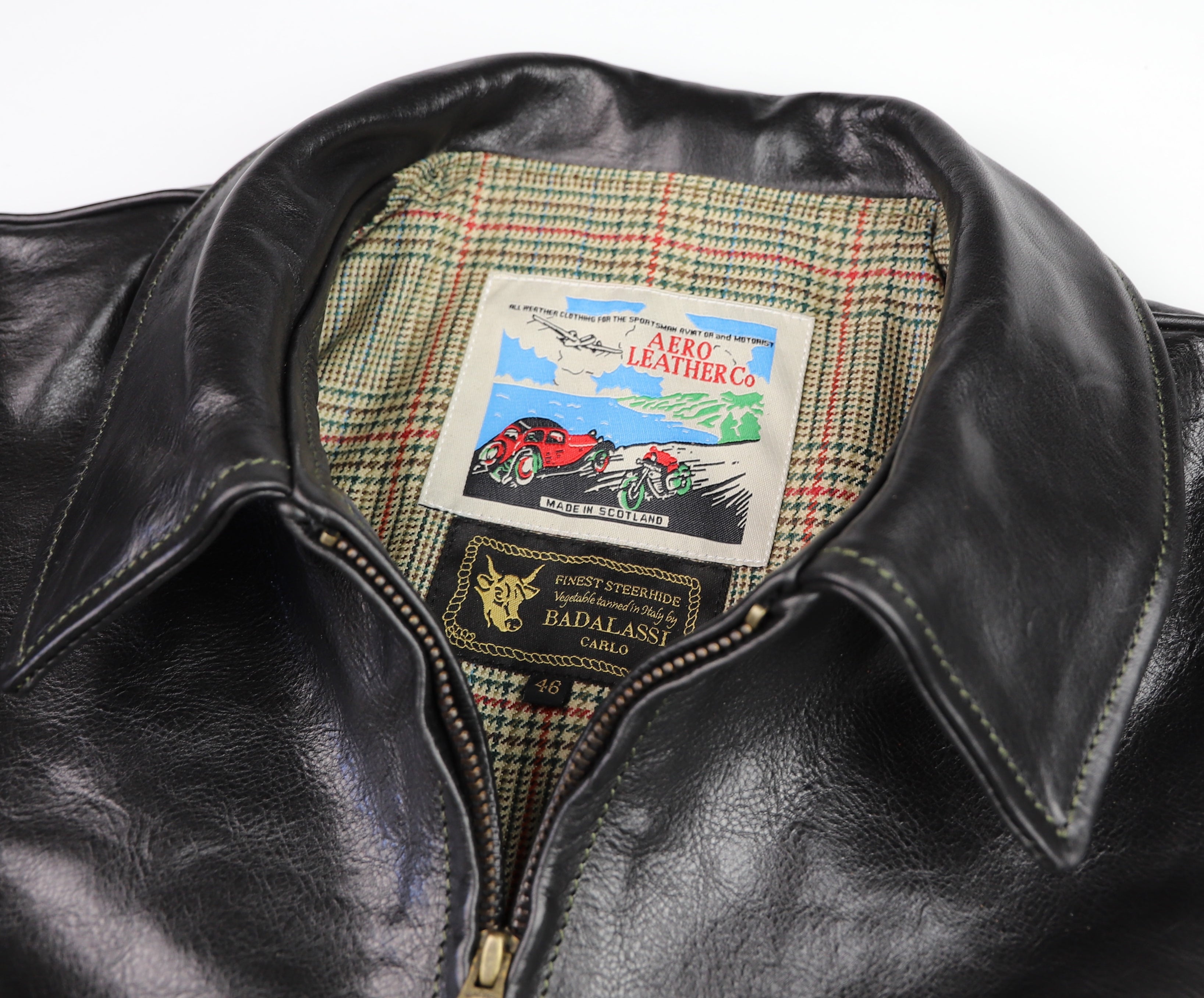 Aero Highwayman, size 46 (fits like size 50), Black Badalassi Cowhide