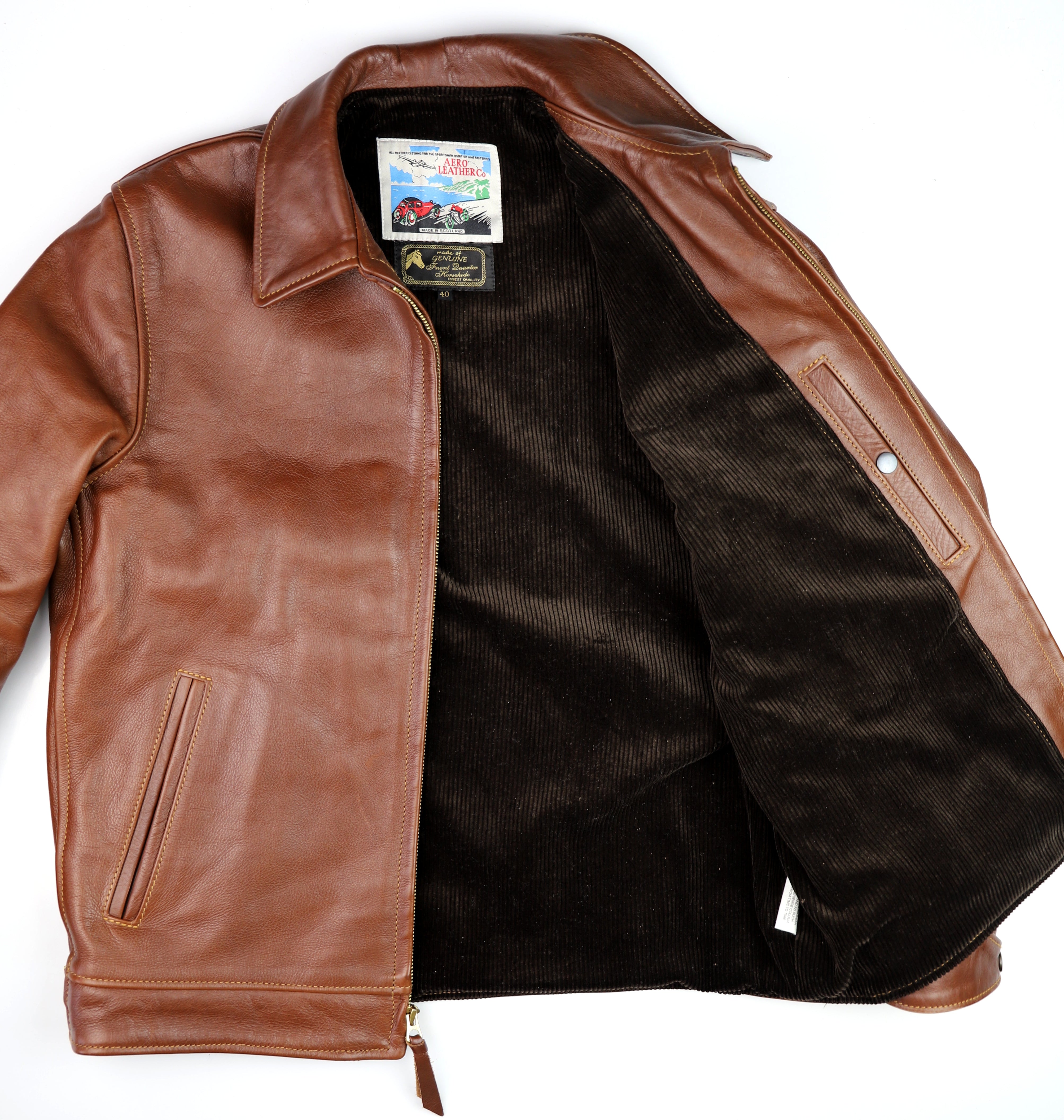 Aero Highwayman, sz 40, Russet Vicenza Horsehide, Gently Worn