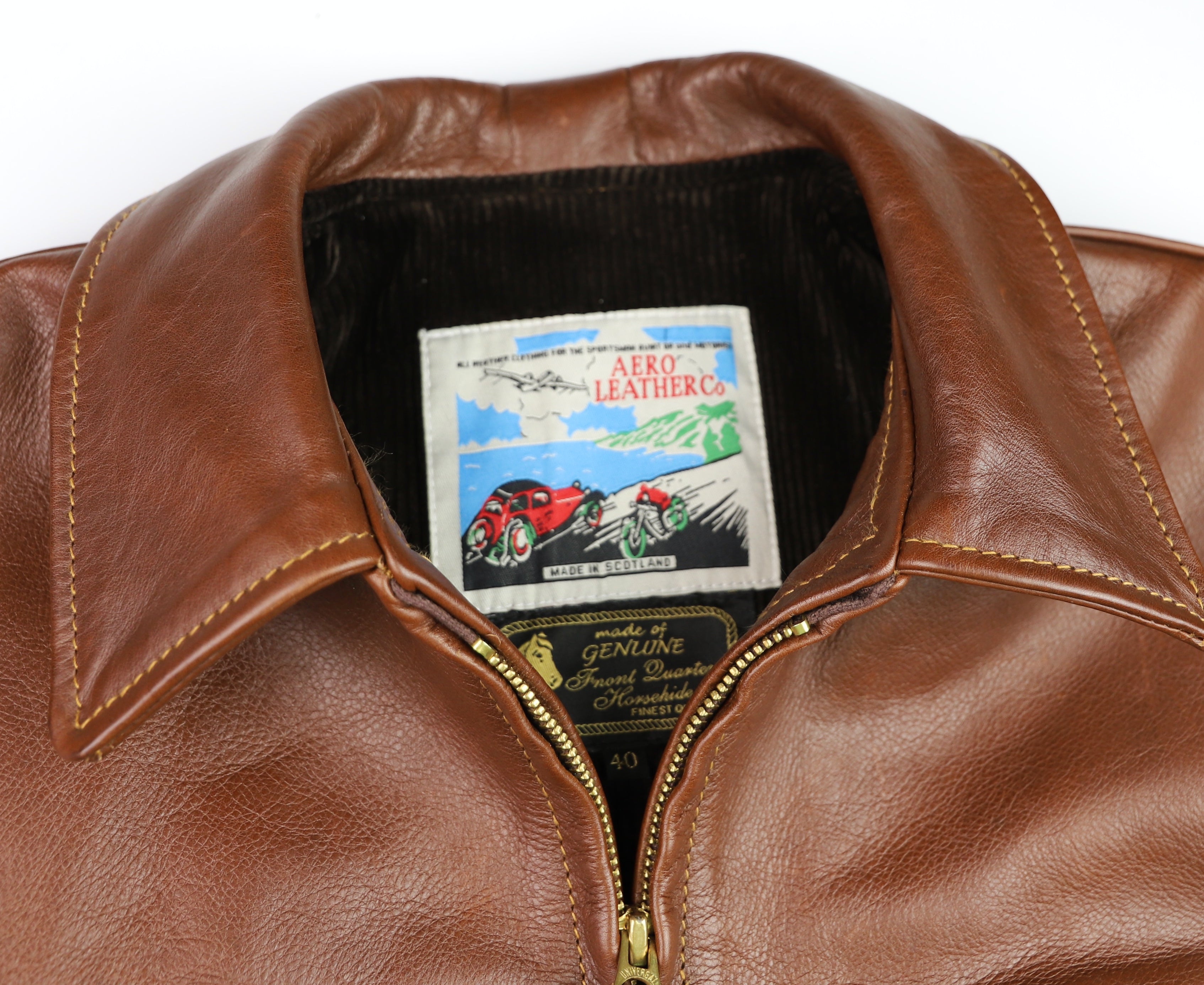 Aero Highwayman, sz 40, Russet Vicenza Horsehide, Gently Worn