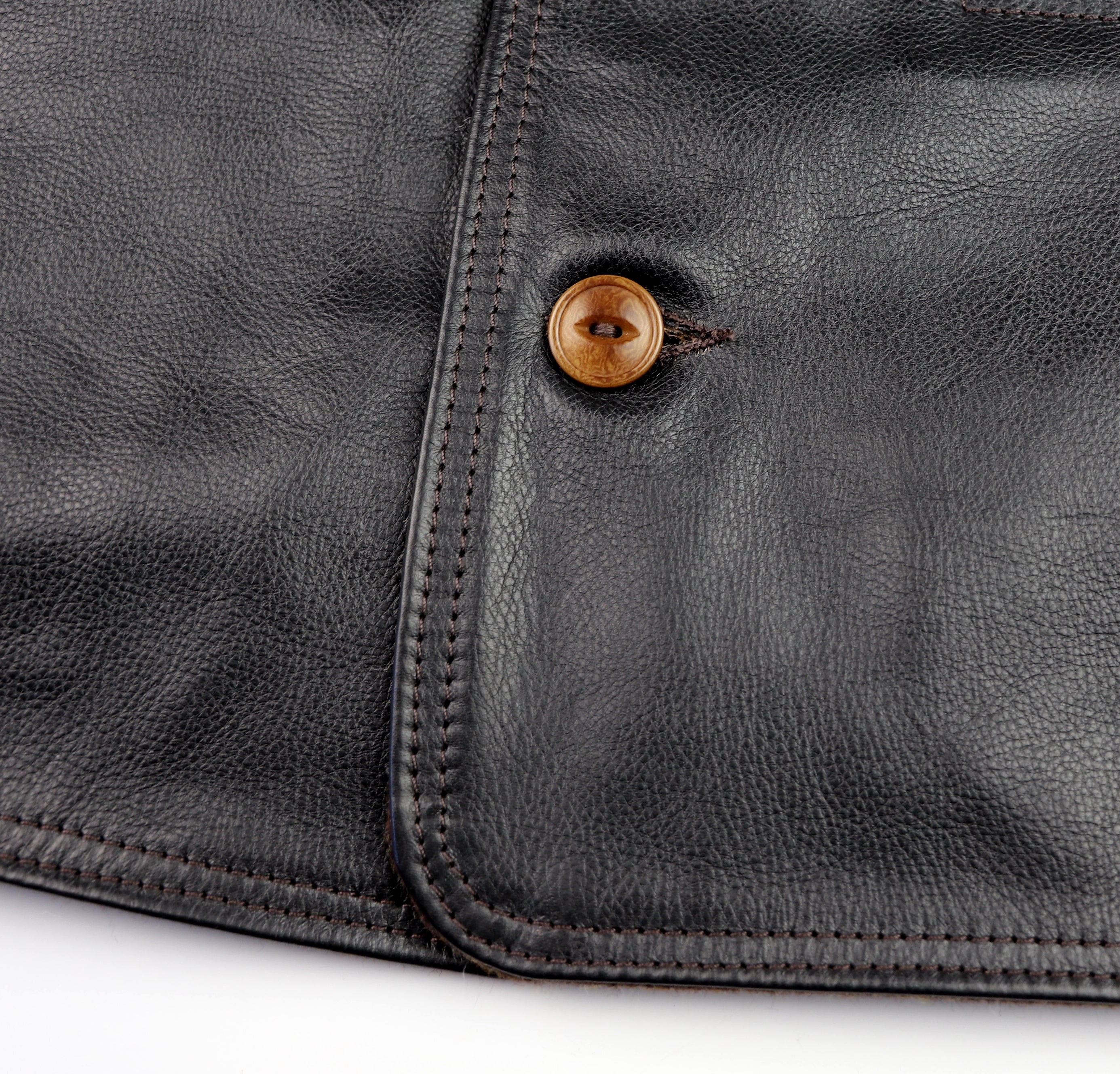 Aero Premier Work Coat, size 44, Blackened Brown Vicenza Horsehide
