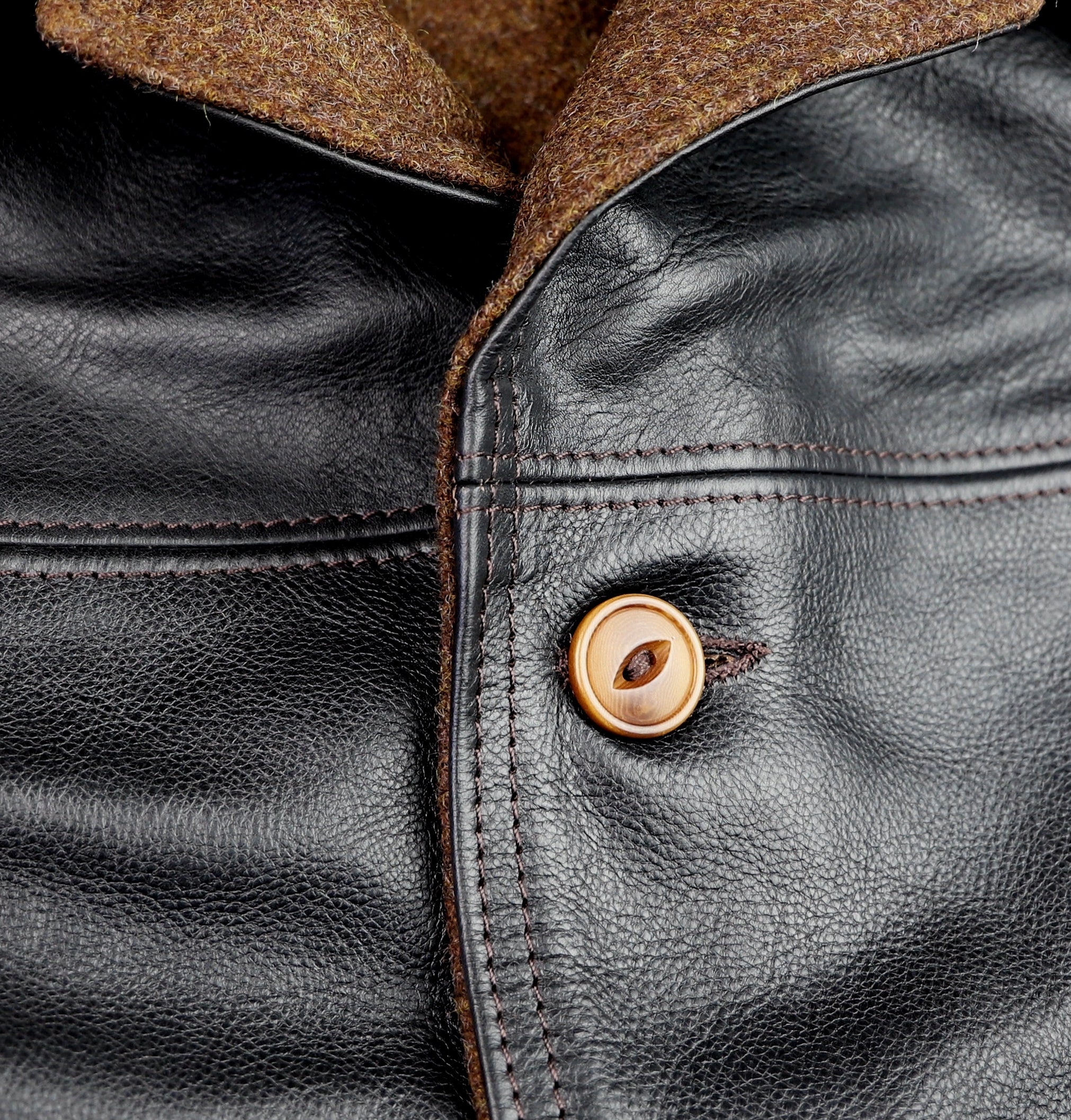 Aero Premier Work Coat, size 44, Blackened Brown Vicenza Horsehide