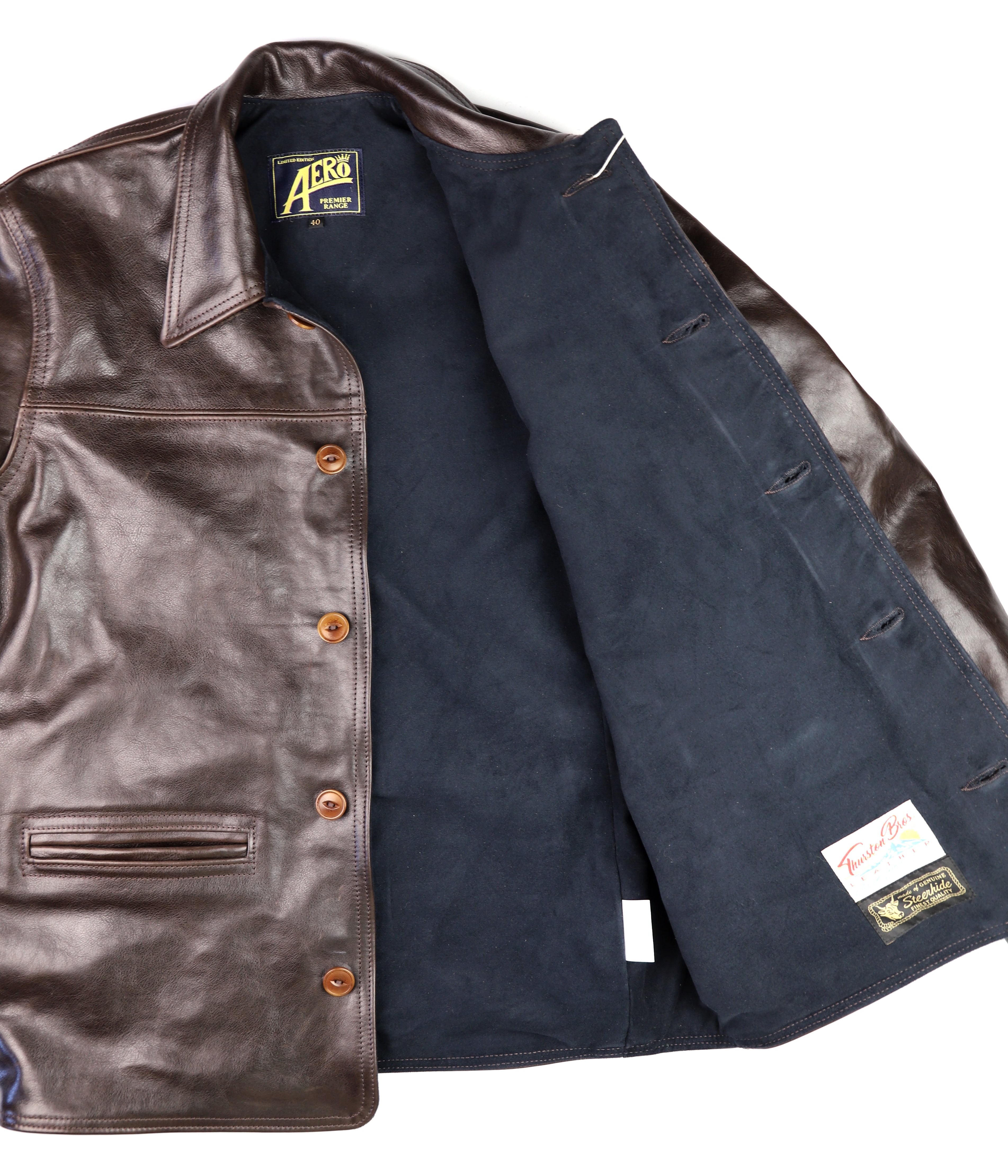 Aero Premier Work Coat, size 40, Chestnut Badalassi Cowhide