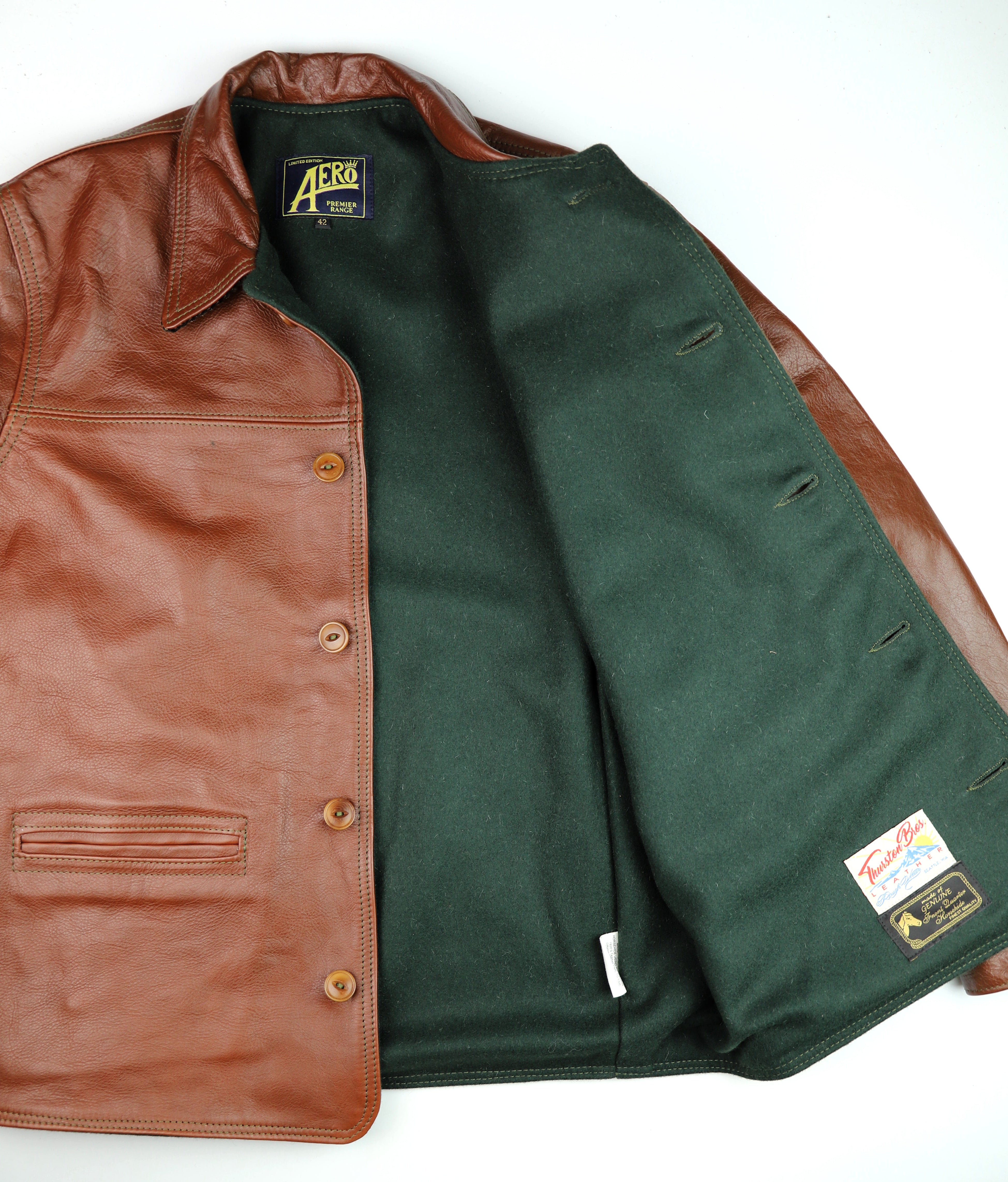 Aero Premier Work Coat, size 42, Russet Vicenza Horsehide