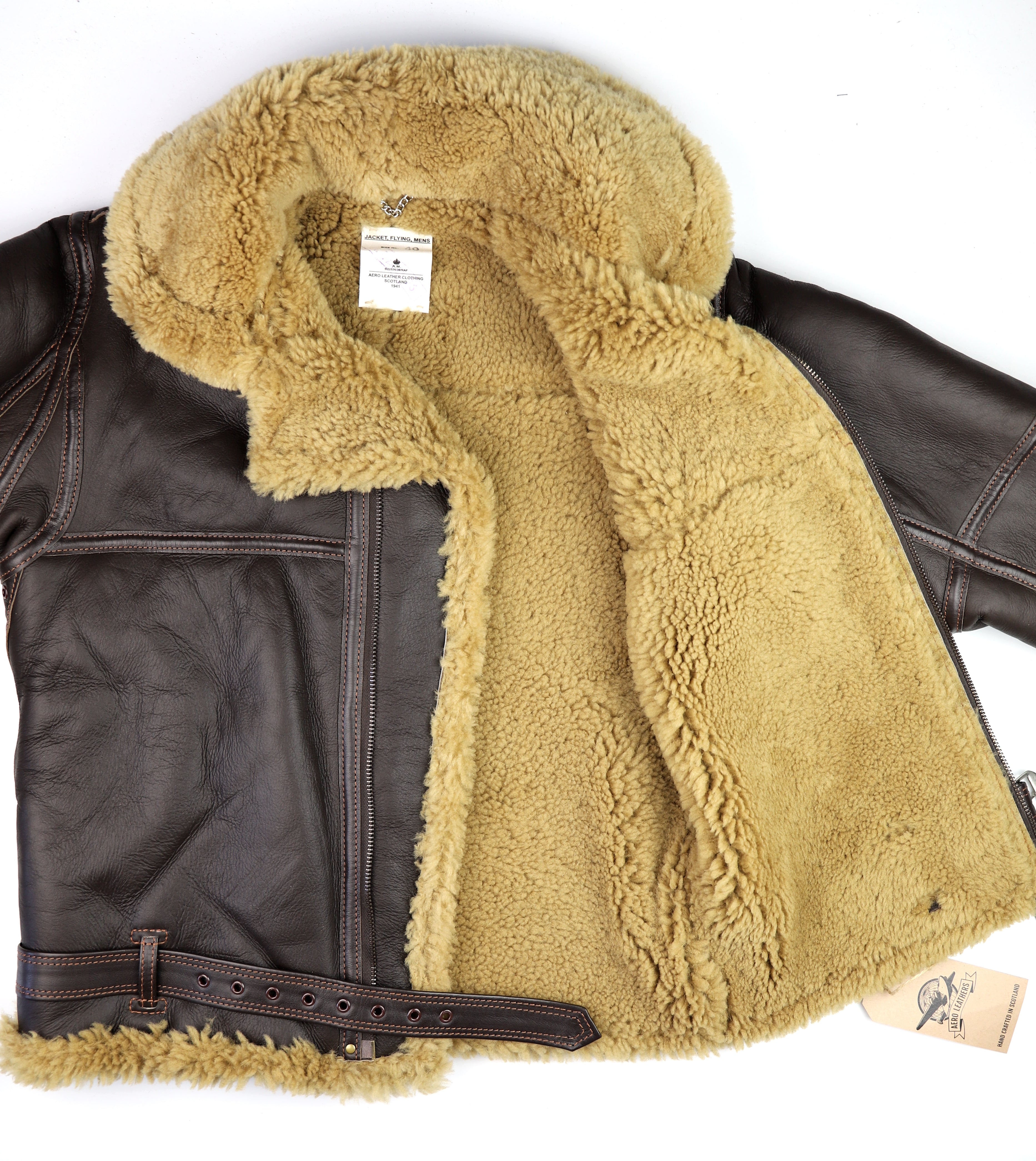 Aero RAF Battle of Britain Model Shearling Jacket, size 40, Seal Brown