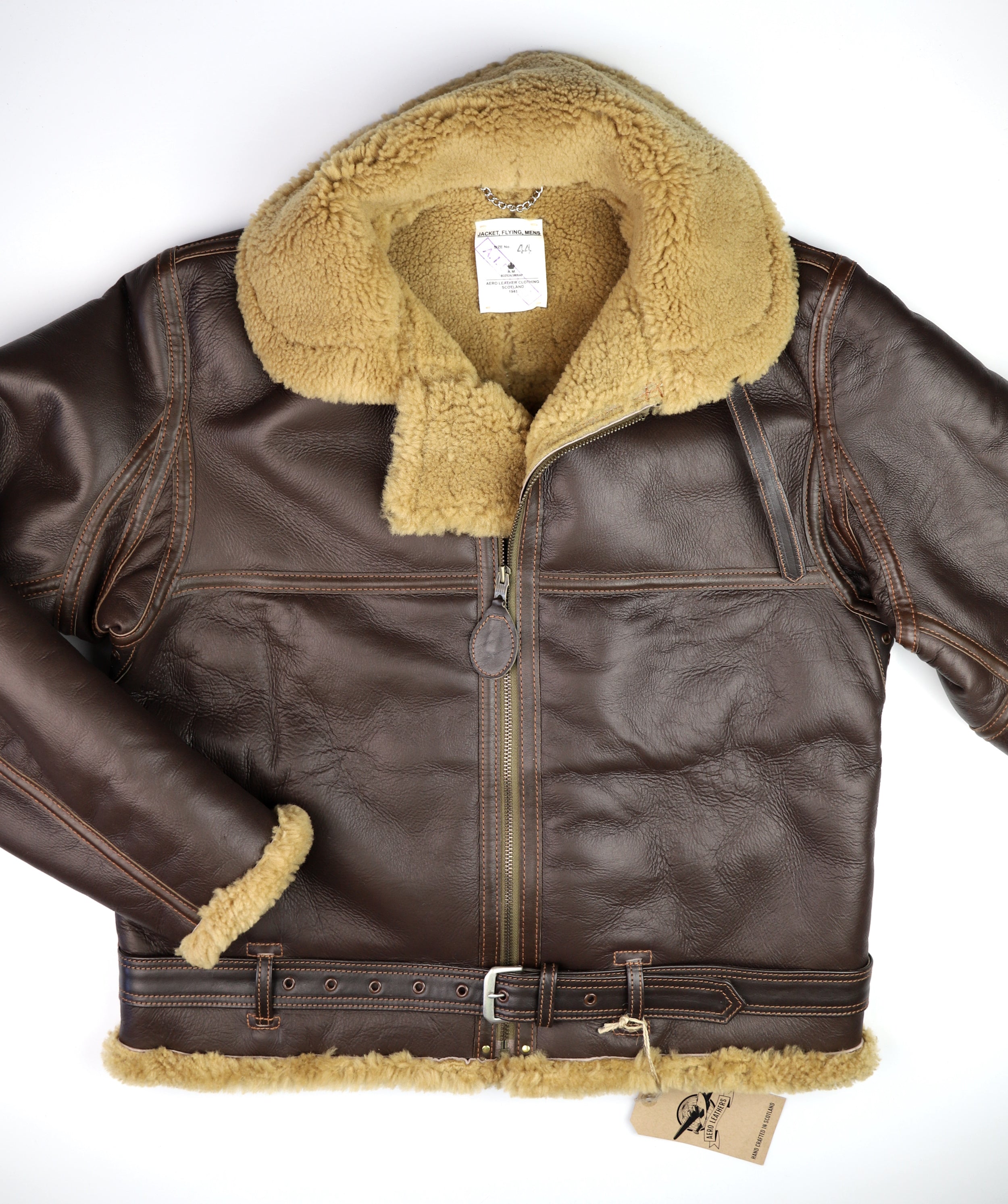 Aero RAF Battle of Britain Model Shearling Jacket, size 44, Seal Brown