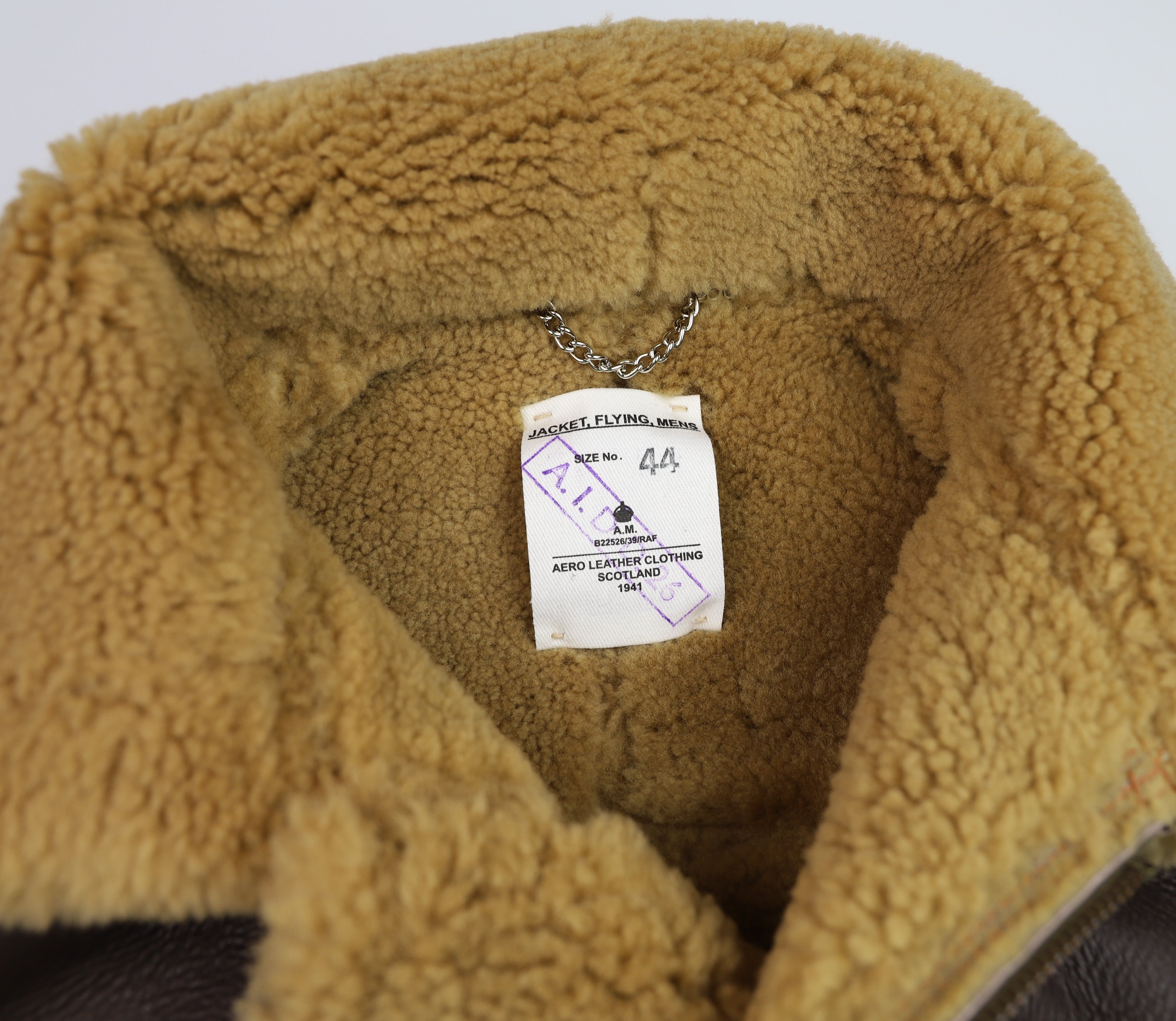 Aero RAF Battle of Britain Model Shearling Jacket, size 44, Seal Brown