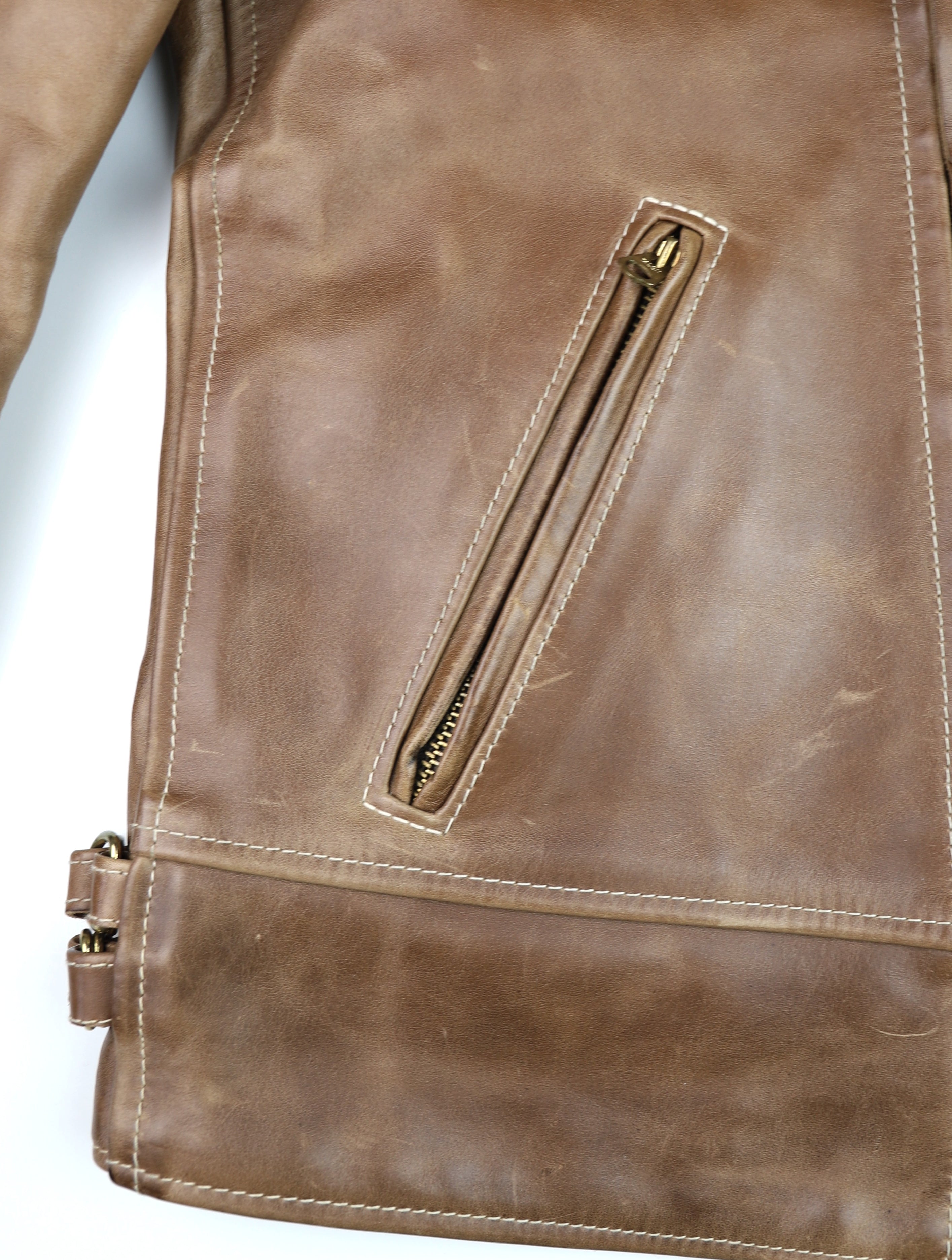 Aero Three-Pocket Ridley, Gently Worn, size 44, Natural CXL FQHH, Snap-off Mouton Collar