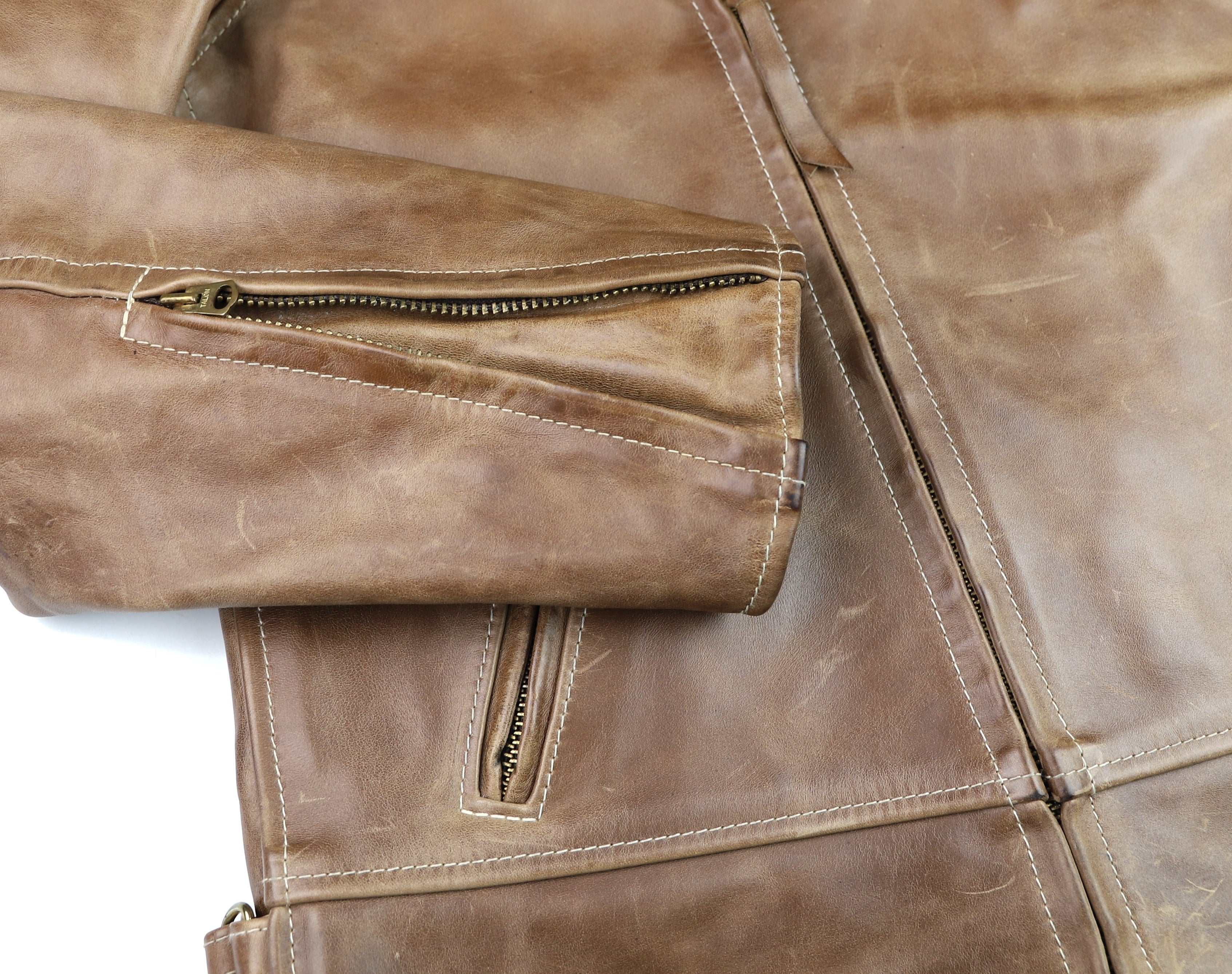 Aero Three-Pocket Ridley, Gently Worn, size 44, Natural CXL FQHH, Snap-off Mouton Collar