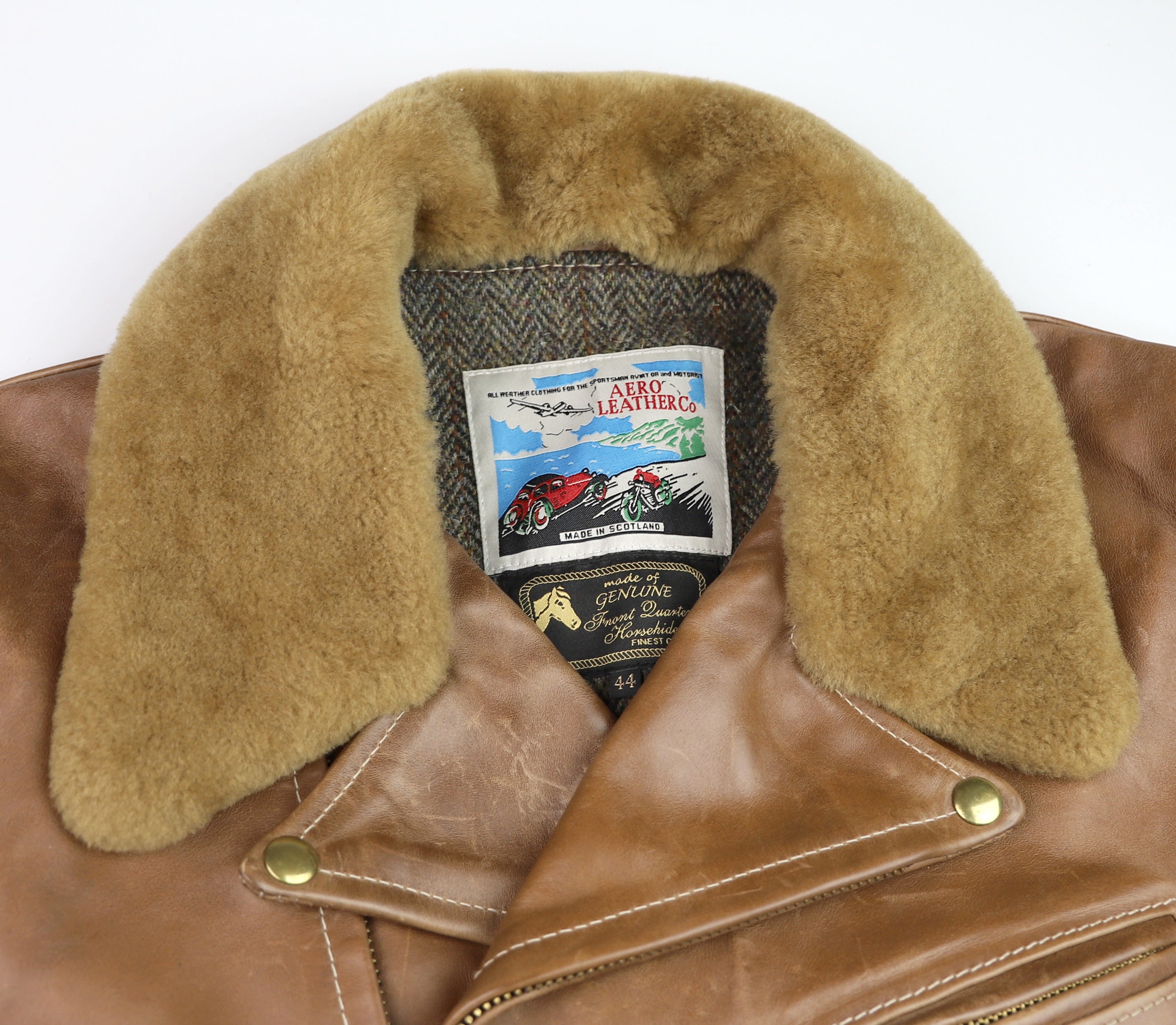 Aero Three-Pocket Ridley, Gently Worn, size 44, Natural CXL FQHH, Snap-off Mouton Collar