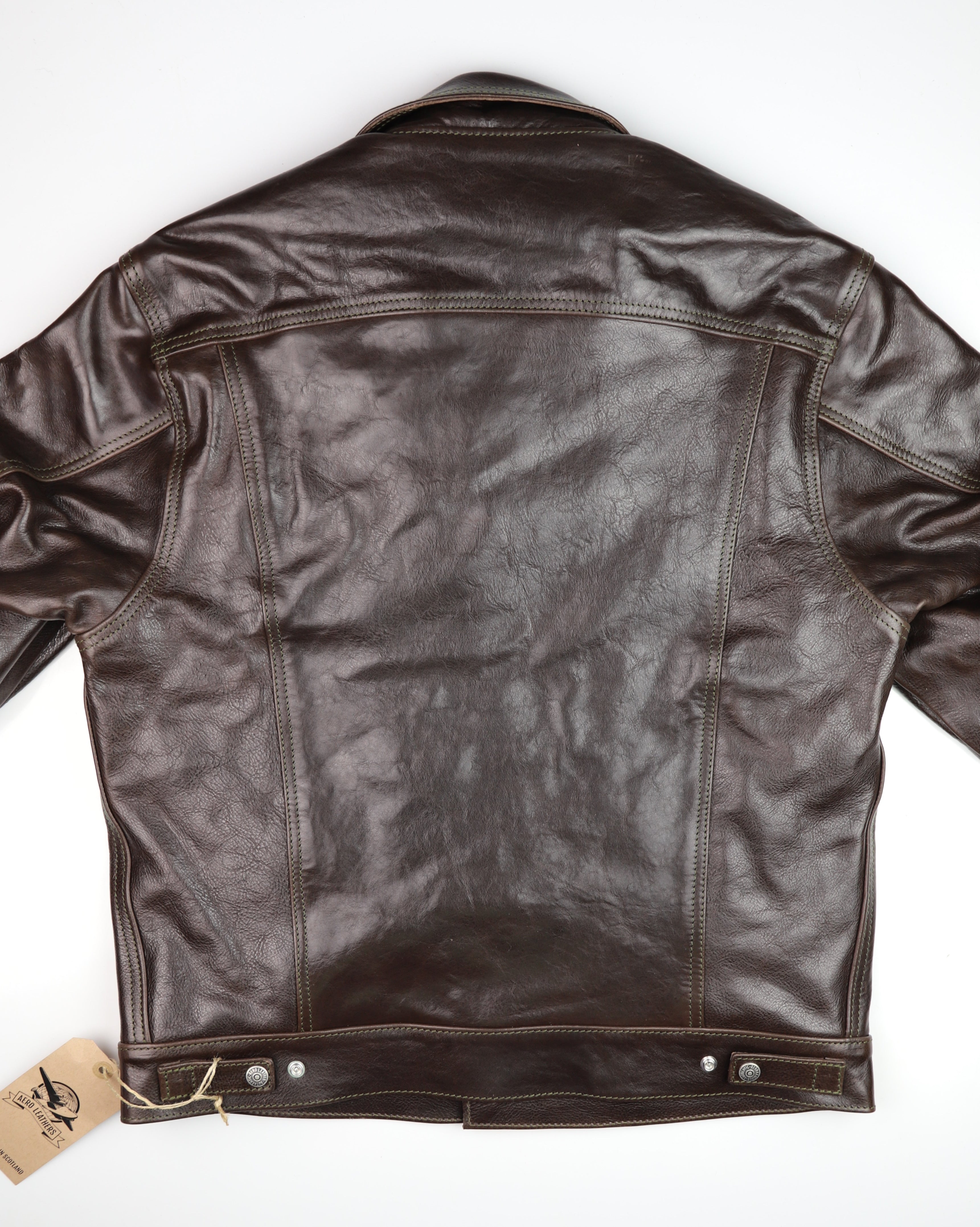 Aero 557XX Type 3 Jean Jacket, size 40, Chestnut Badalassi Cowhide