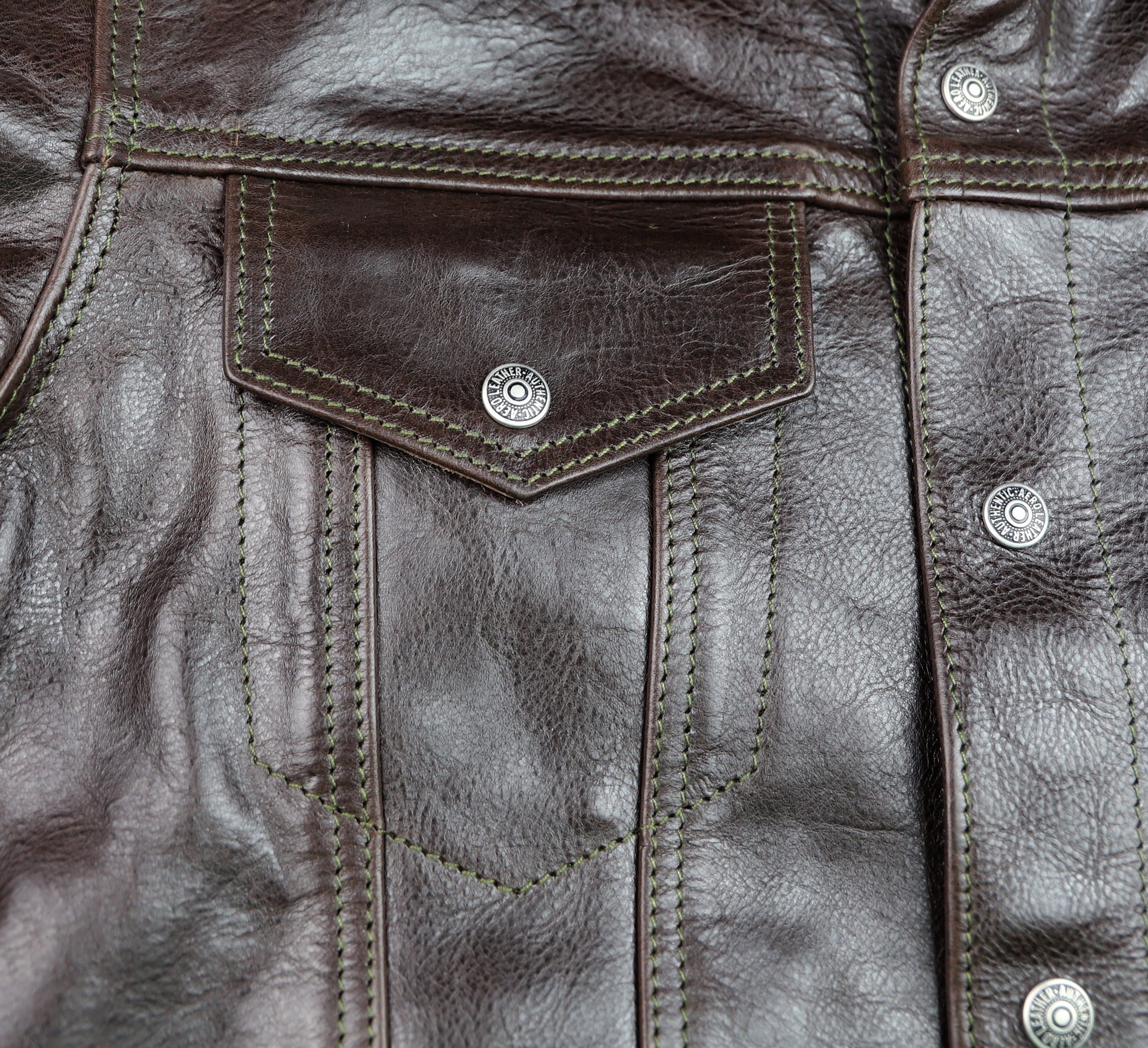 Aero 557XX Type 3 Jean Jacket, size 40, Chestnut Badalassi Cowhide