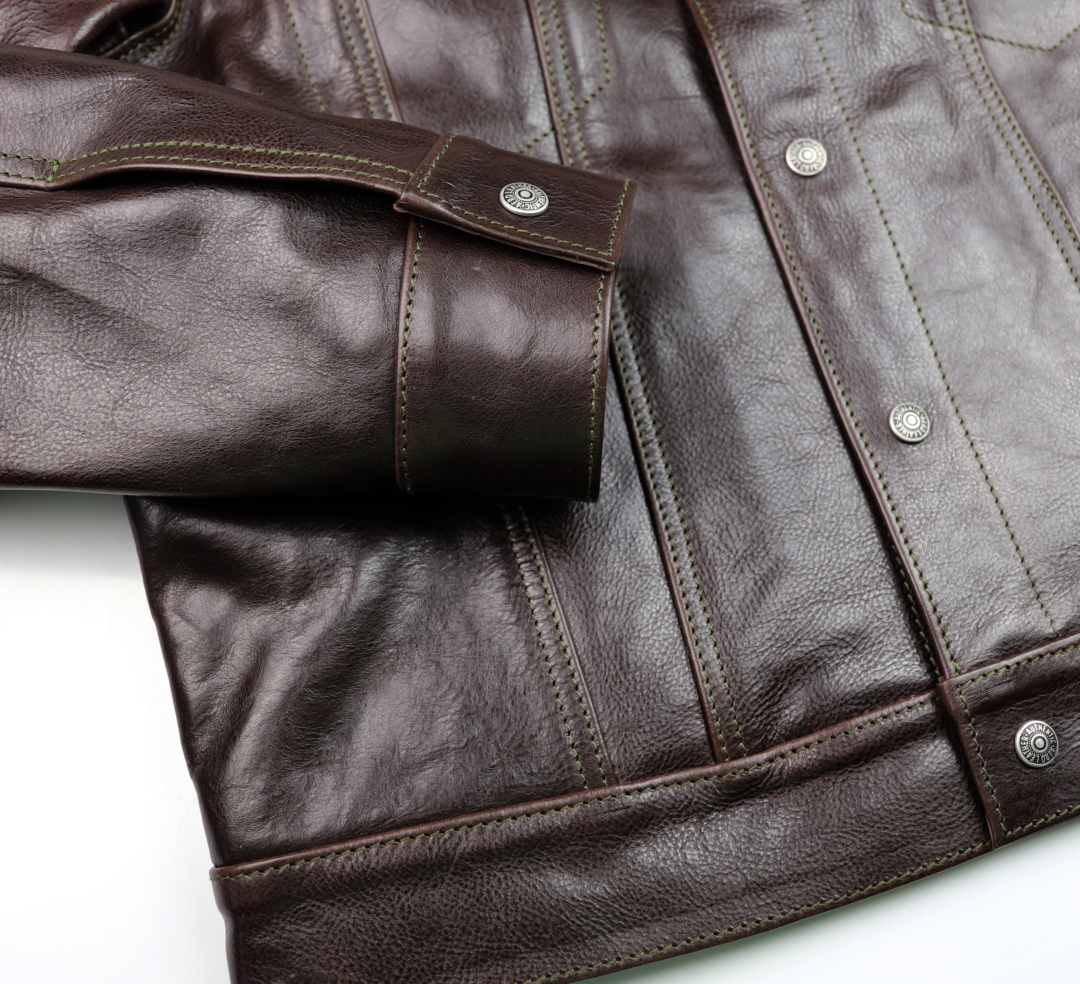 Aero 557XX Type 3 Jean Jacket, size 40, Chestnut Badalassi Cowhide