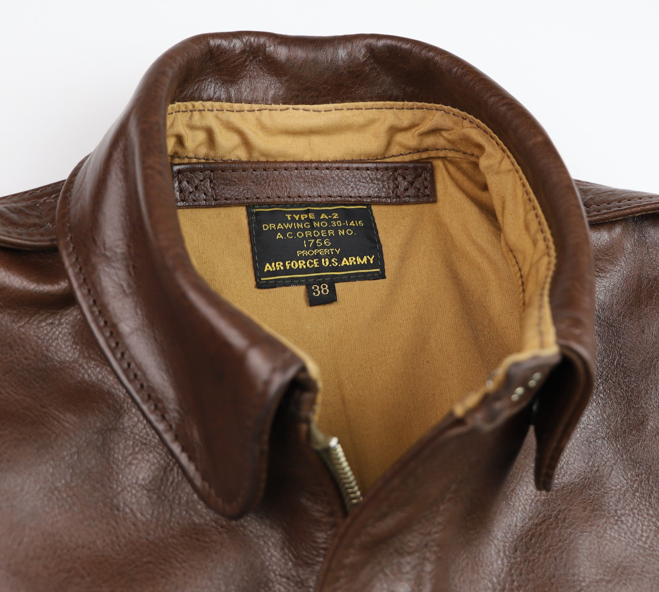 Aero A-2 Military Flight Jacket, size 38, Chestnut Badalassi, Gently Worn
