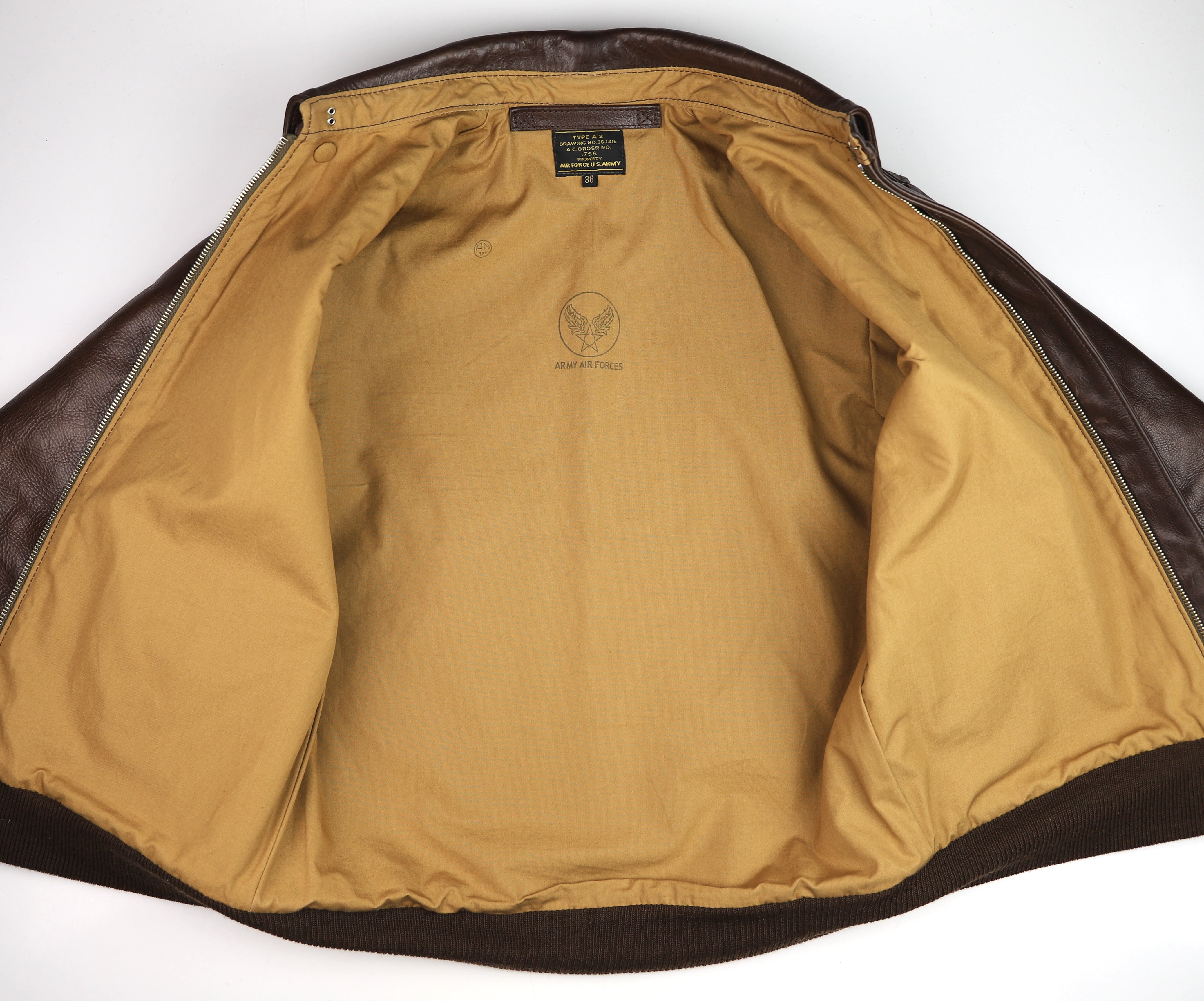 Aero A-2 Military Flight Jacket, size 38, Chestnut Badalassi, Gently Worn