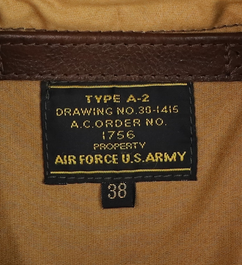 Aero A-2 Military Flight Jacket, size 38, Chestnut Badalassi, Gently Worn