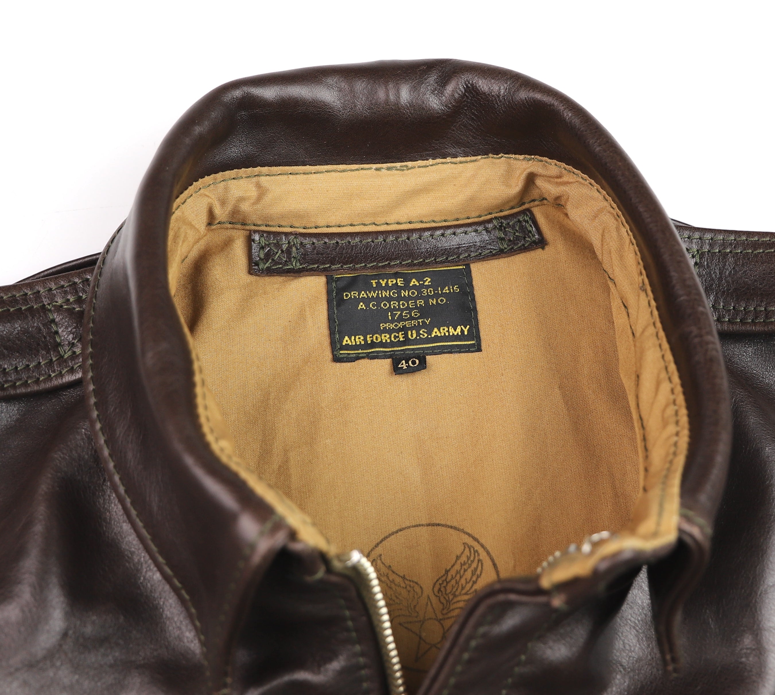 Aero A-2 Military Flight Jacket, size 40, Chestnut Badalassi Cowhide