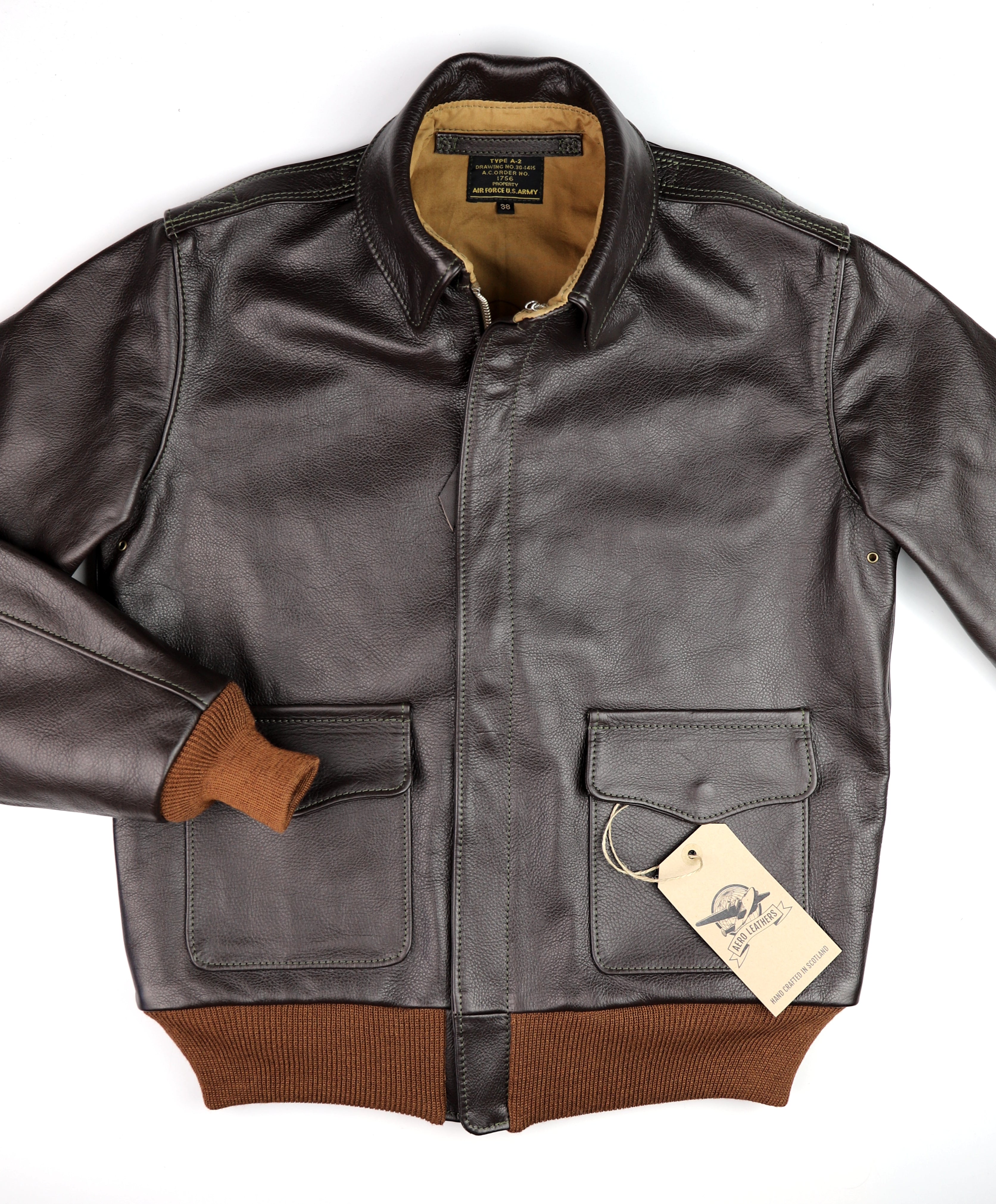 Aero A-2 Military Flight Jacket, size 38, Dark Seal Vicenza