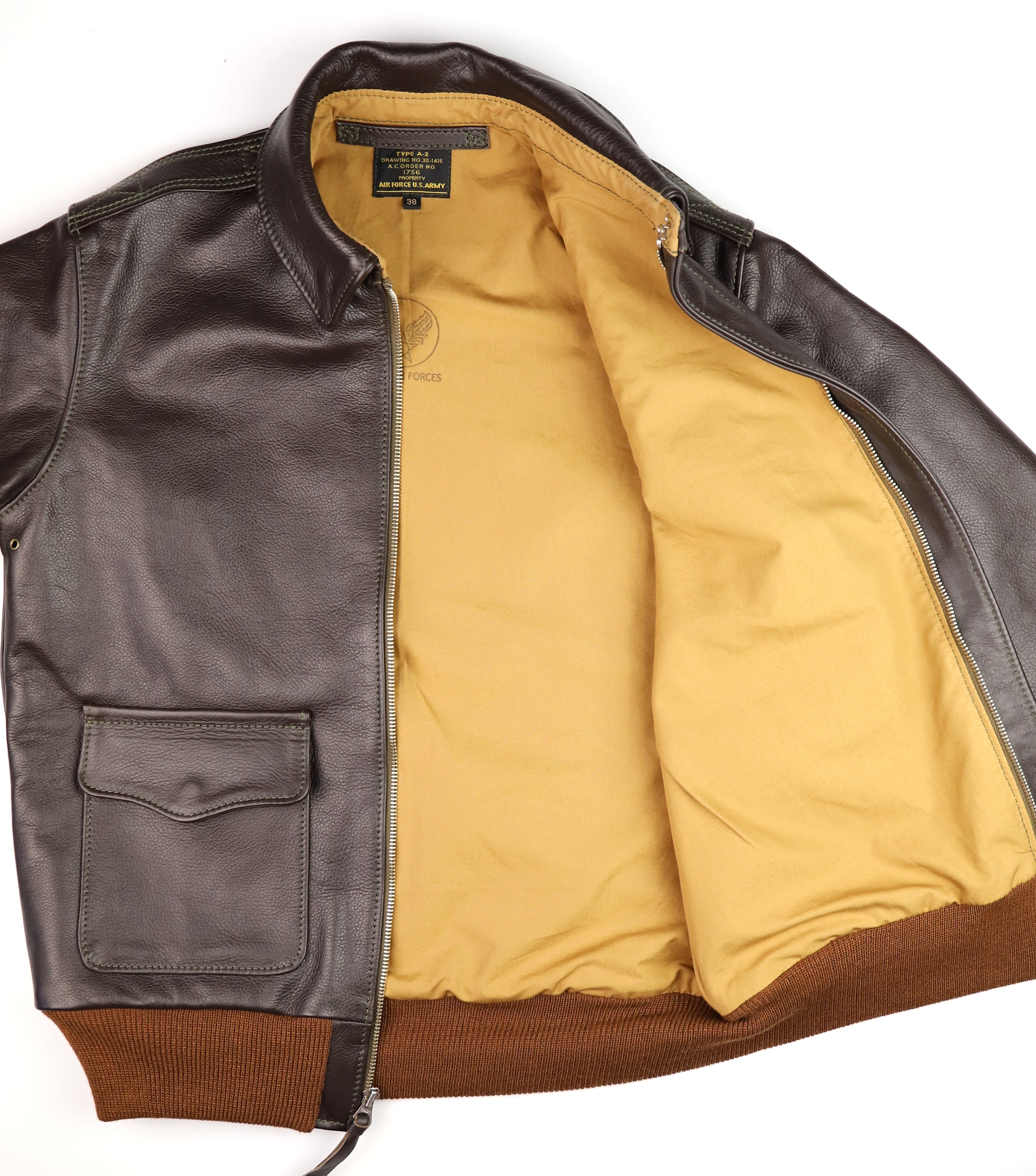 Aero A-2 Military Flight Jacket, size 38, Dark Seal Vicenza