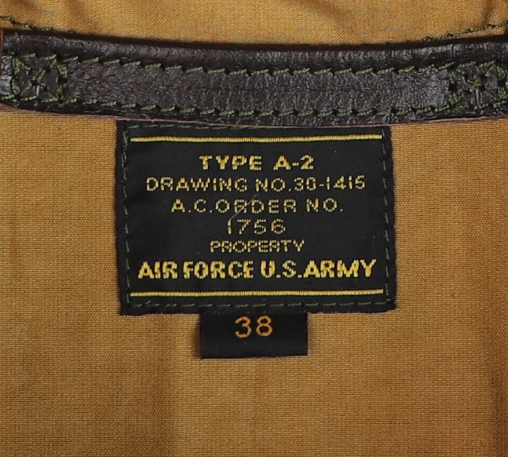Aero A-2 Military Flight Jacket, size 38, Dark Seal Vicenza Horsehide