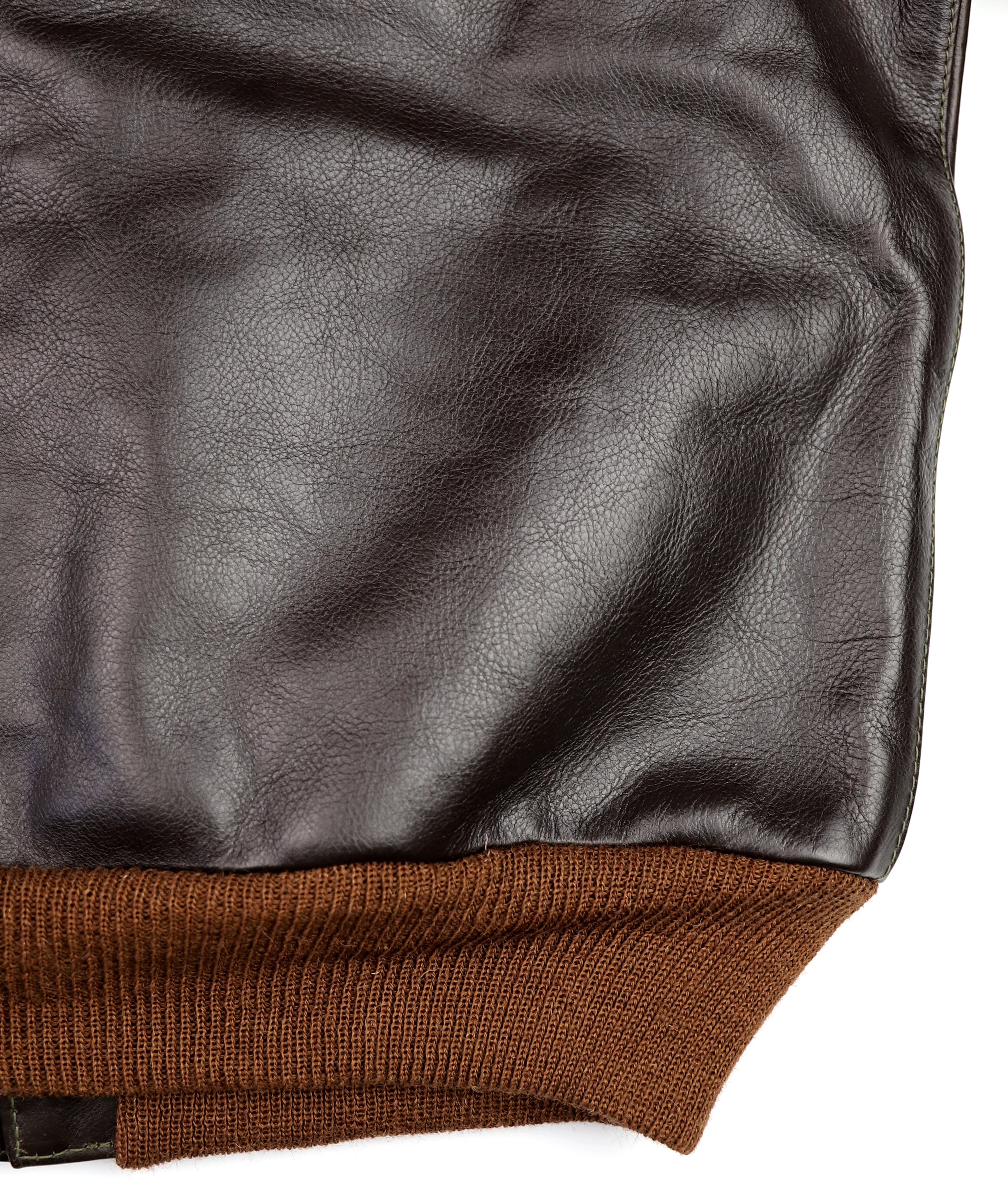 Aero A-2 Military Flight Jacket, size 40, Dark Seal Vicenza Horsehide