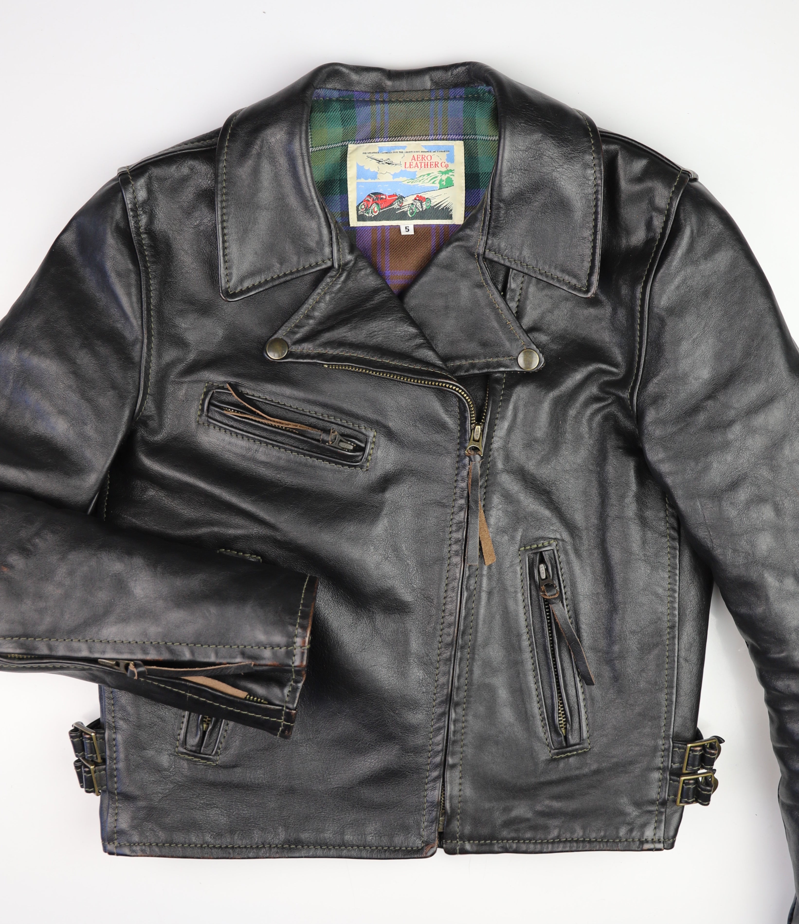 Aero Women's Motorcycle Jacket, size 5, Blackened Brown Vicenza Horsehide