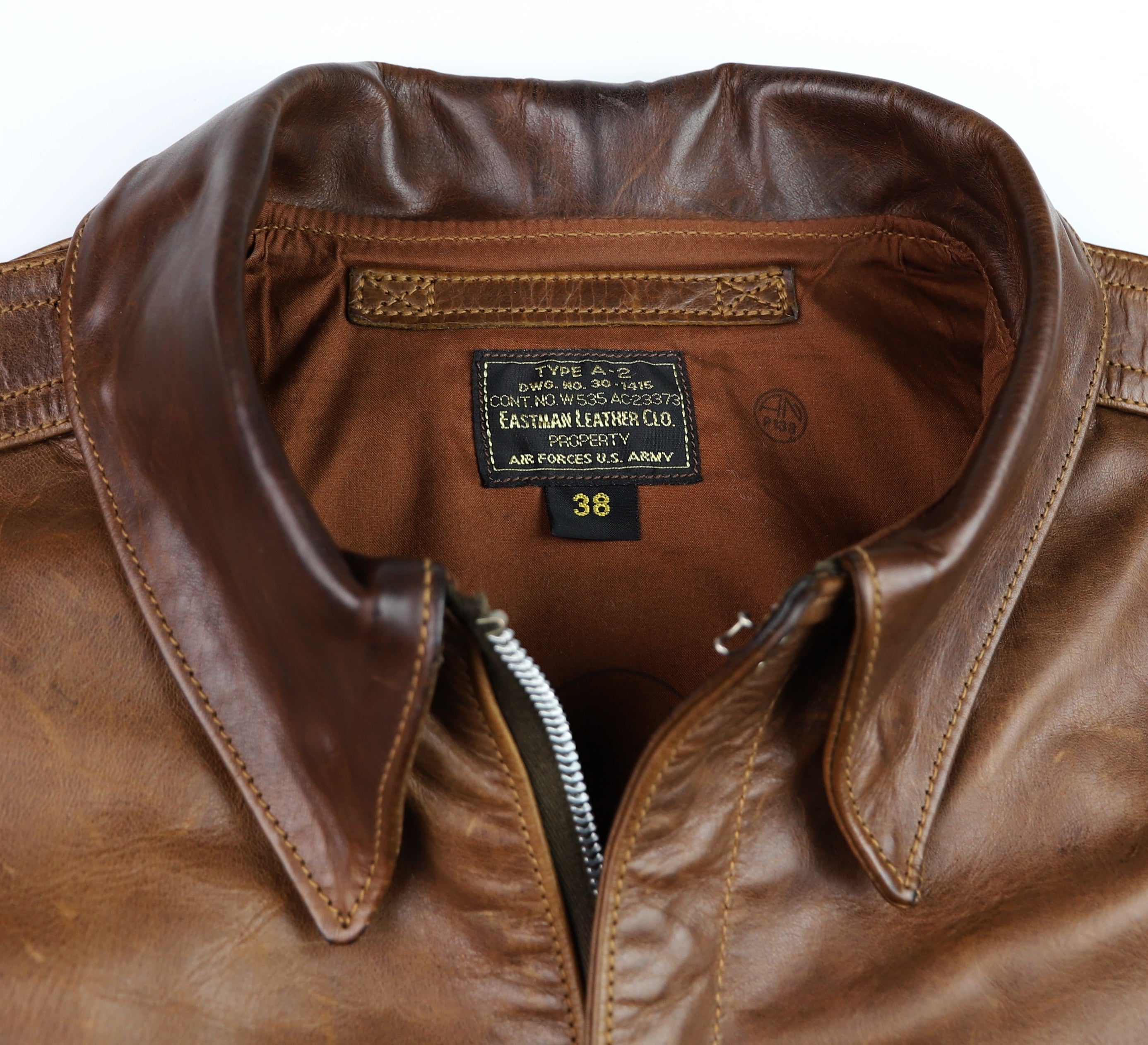 Eastman A-2 Military Flight Jacket, Gently Worn, size 38, Russet Horsehide