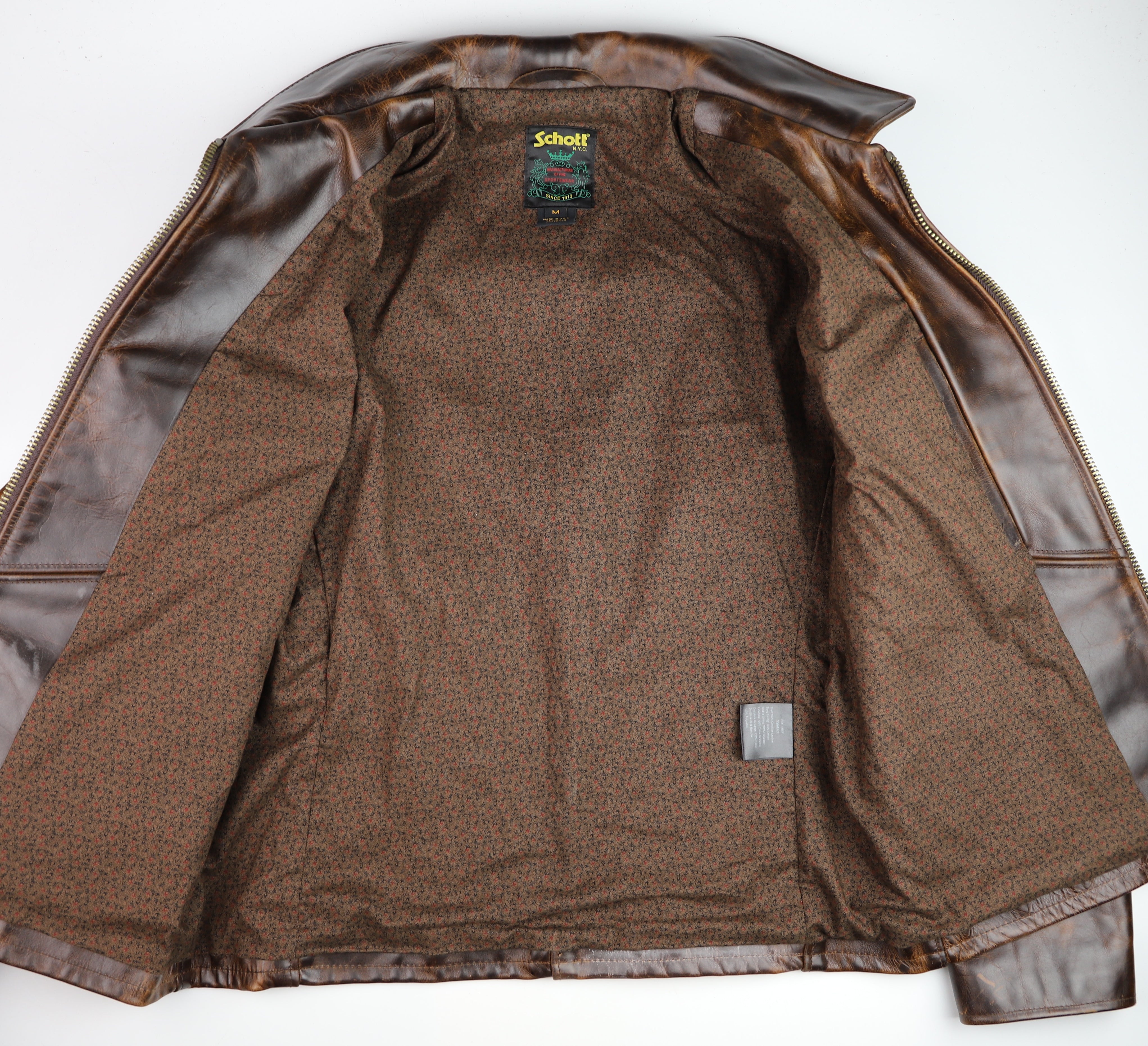Schott 673, Brown Cowhide, size Medium