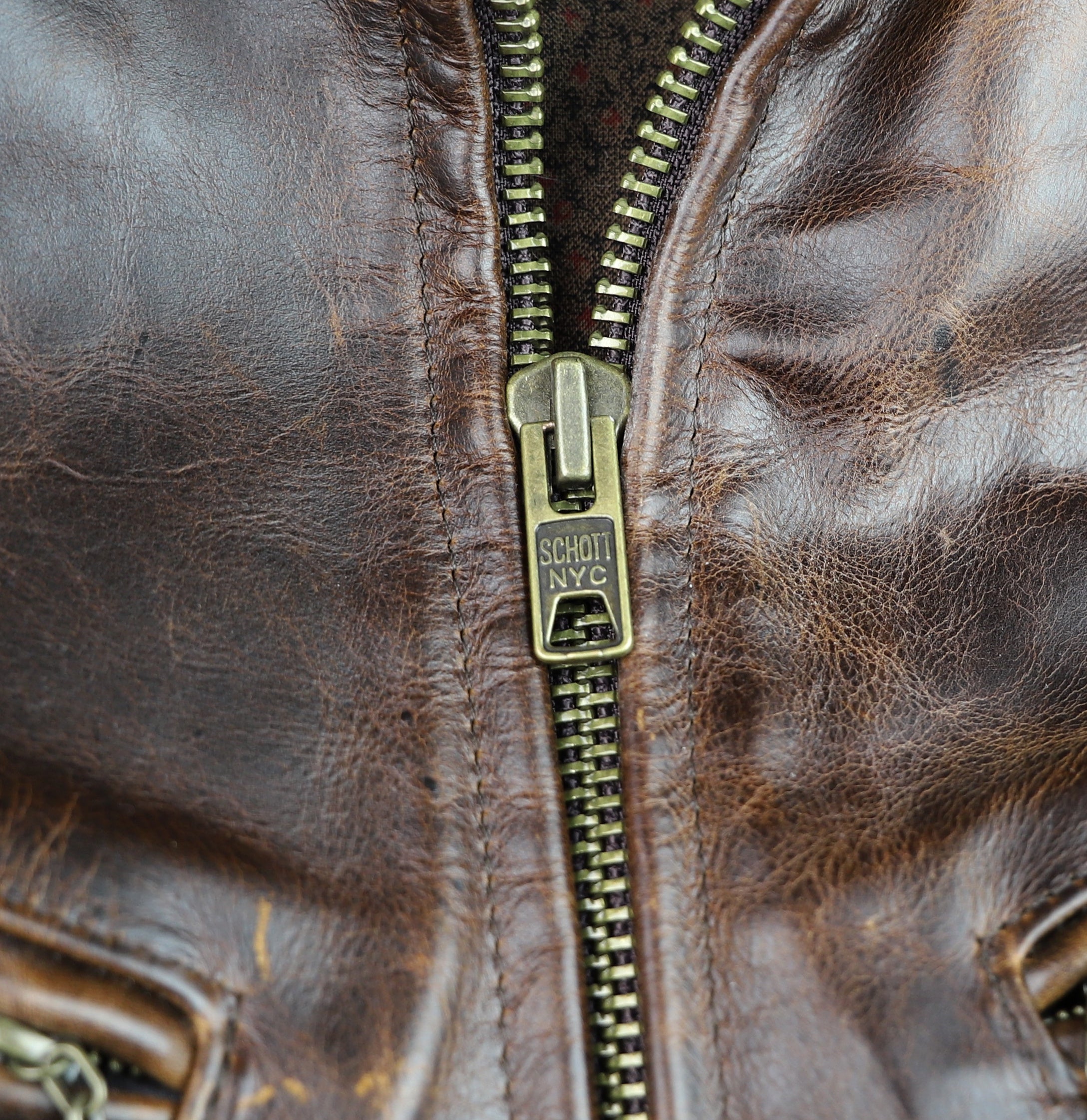 Schott 673, Brown Cowhide, size Medium