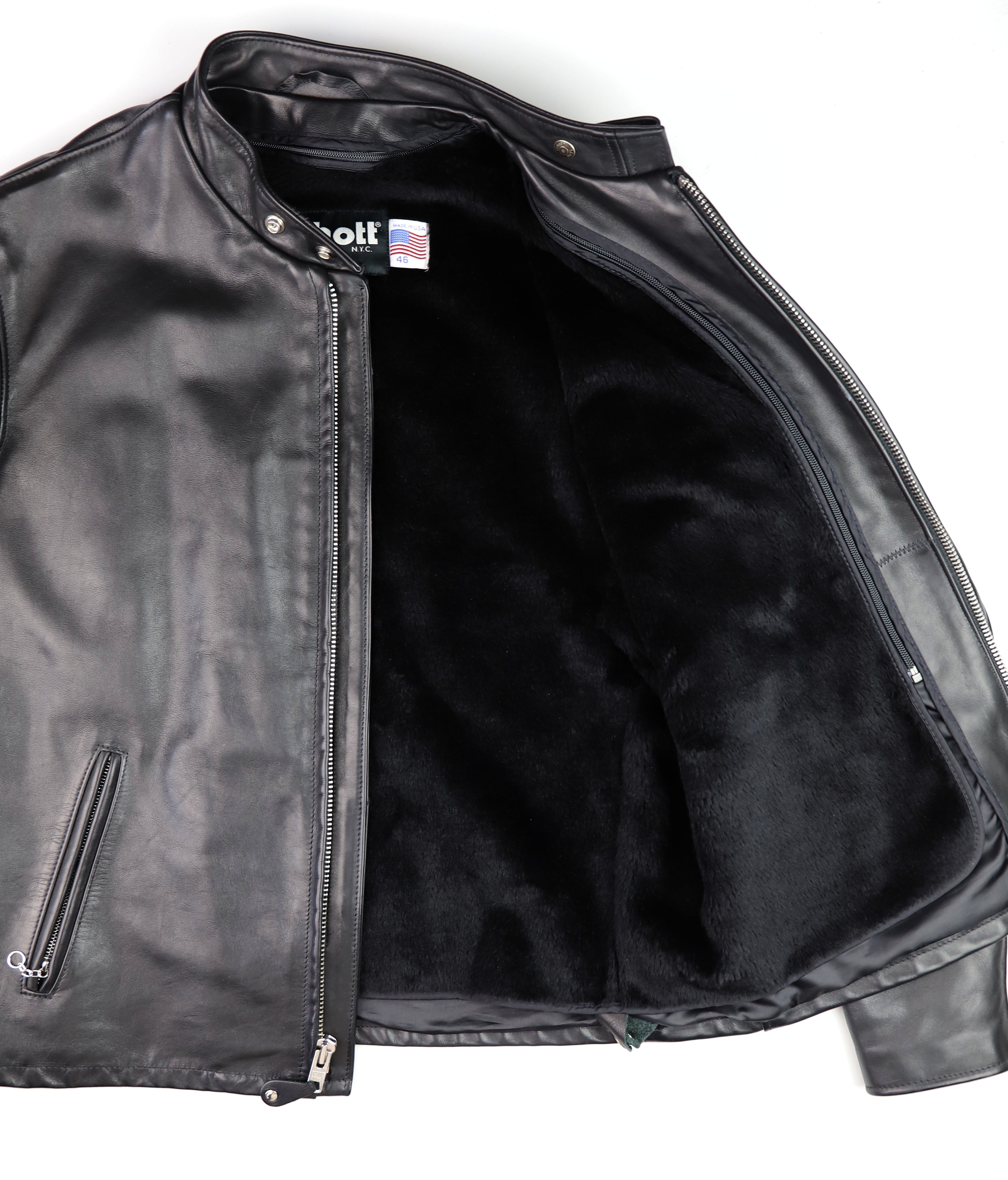 Schott 141 Cafe Racer, Black Cowhide, size 46L