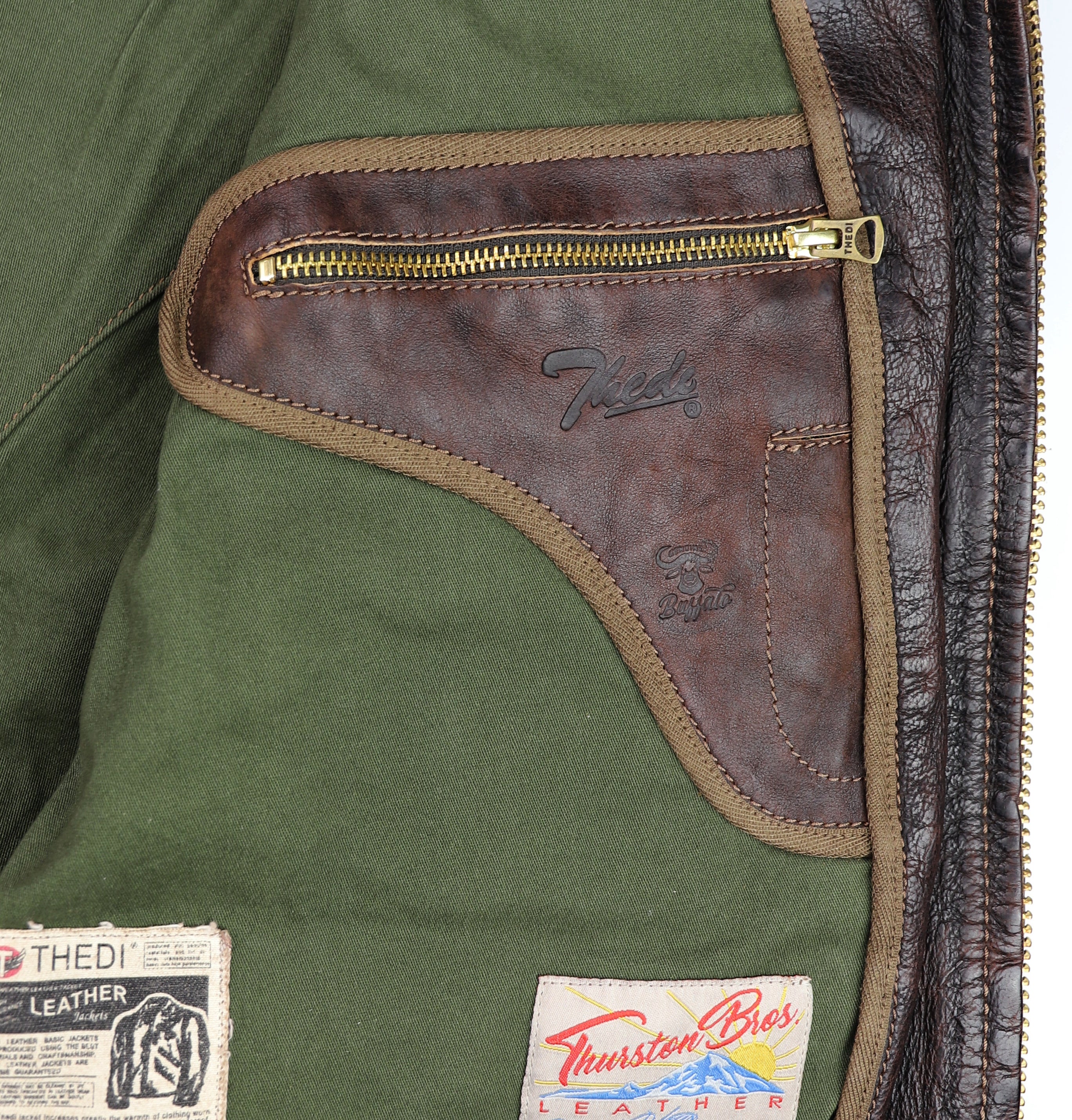 Thedi Atlas Deluxe Half Belt, size Large, Hand Dyed Cocoa Toscano Buffalo