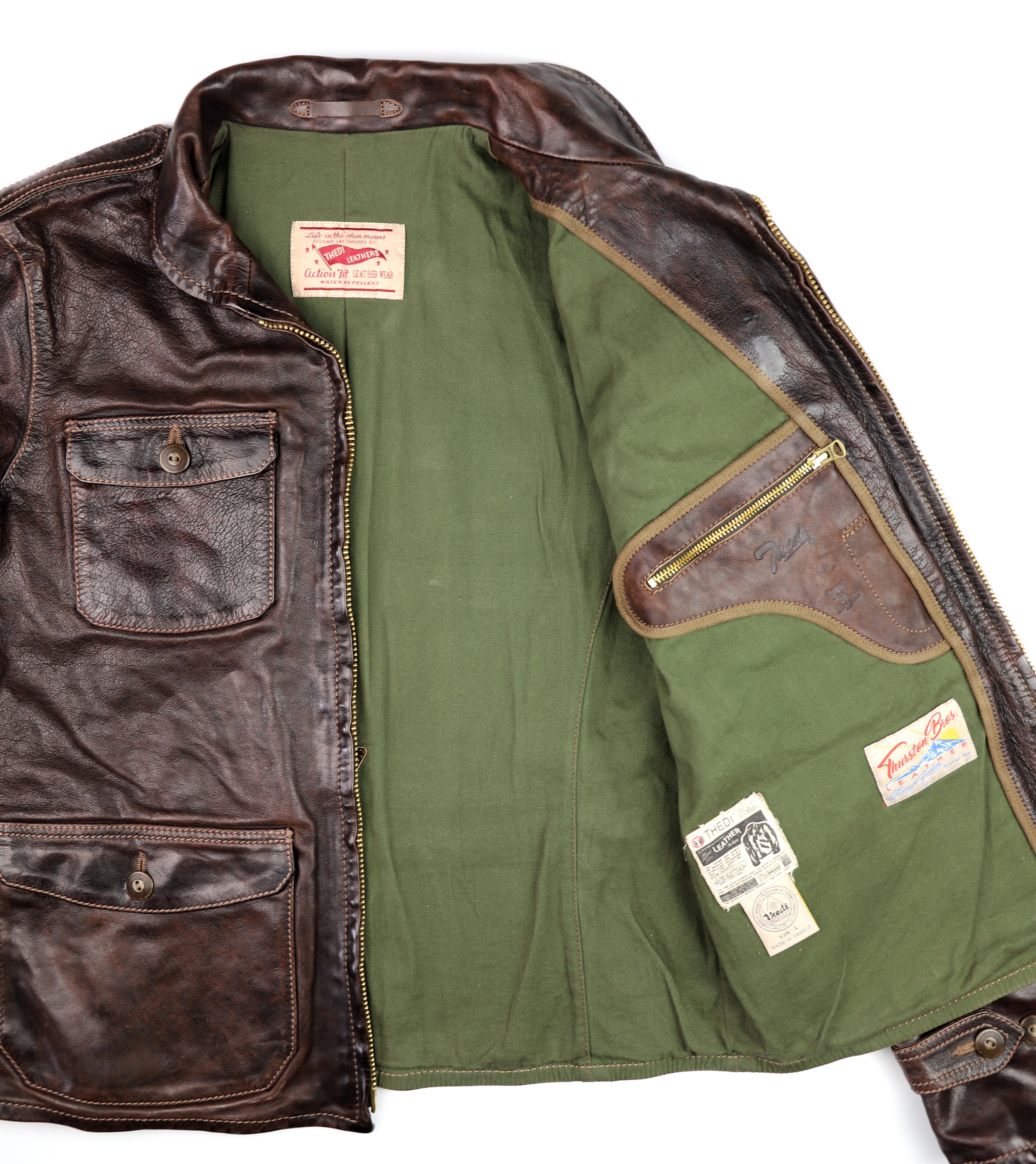 Thedi Atlas Deluxe Half Belt, size Large, Hand Dyed Cocoa Toscano Buffalo