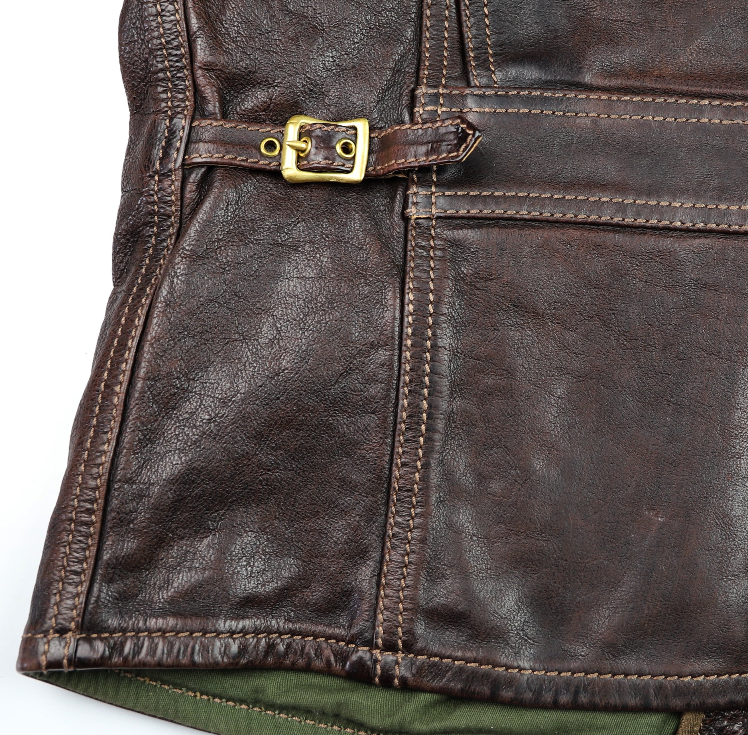 Thedi Atlas Deluxe Half Belt, size Large, Hand Dyed Cocoa Toscano Buffalo