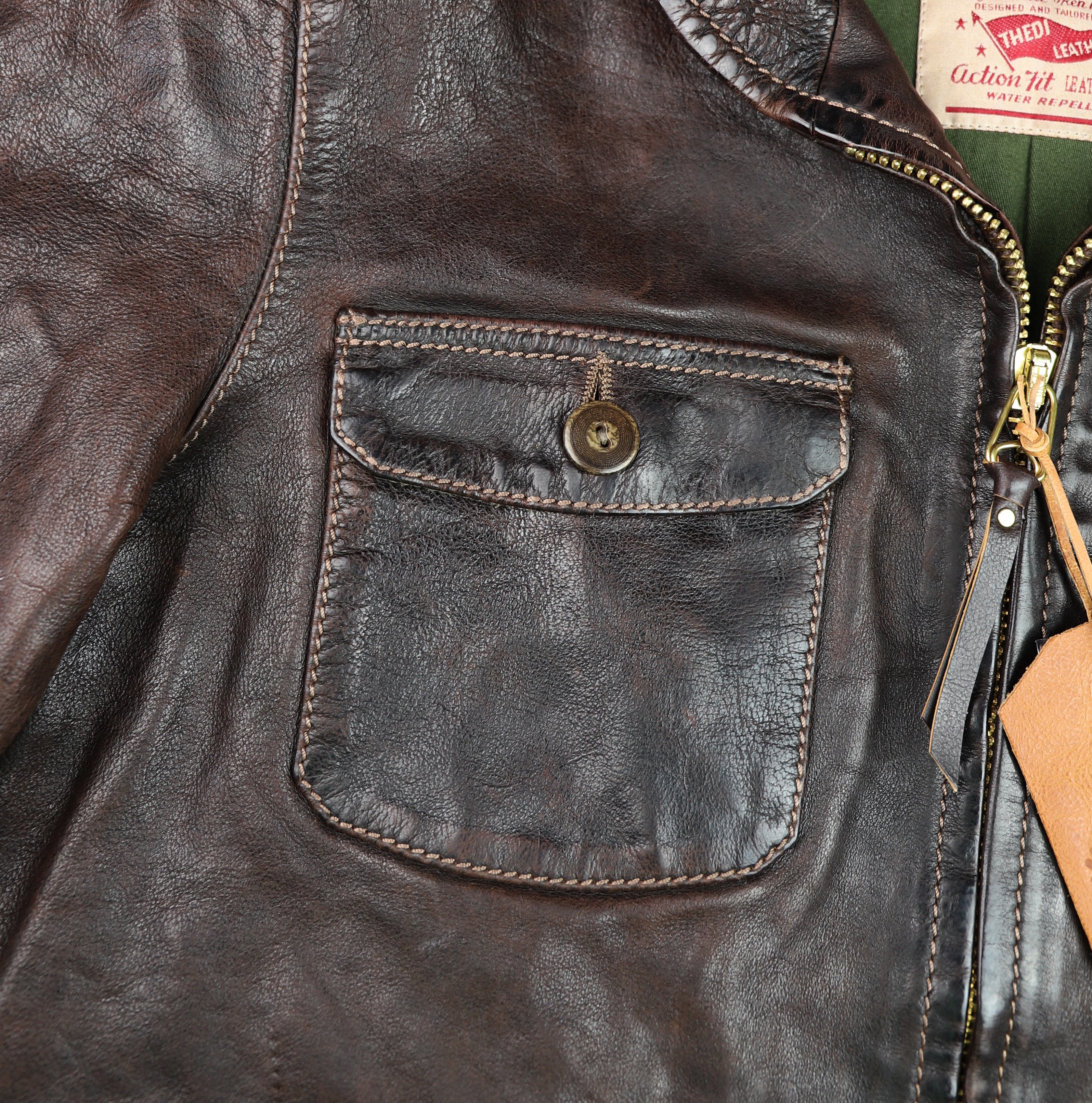 Thedi Atlas Deluxe Half Belt, size Medium, Hand Dyed Cocoa Buffalo