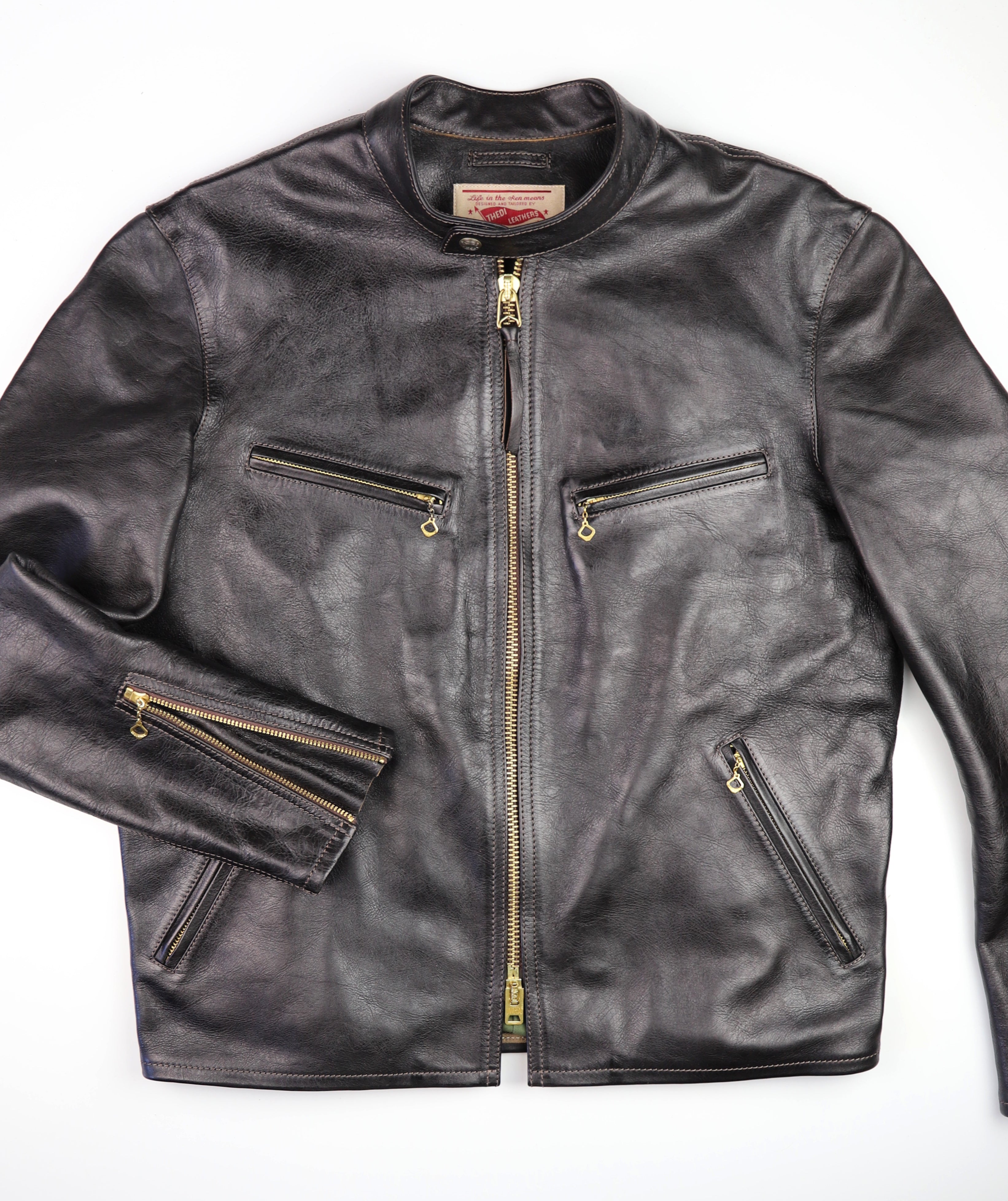 Thedi Cafe Racer, size 2XL, Black Teacore Bruciato Horsehide, New w/o Tags