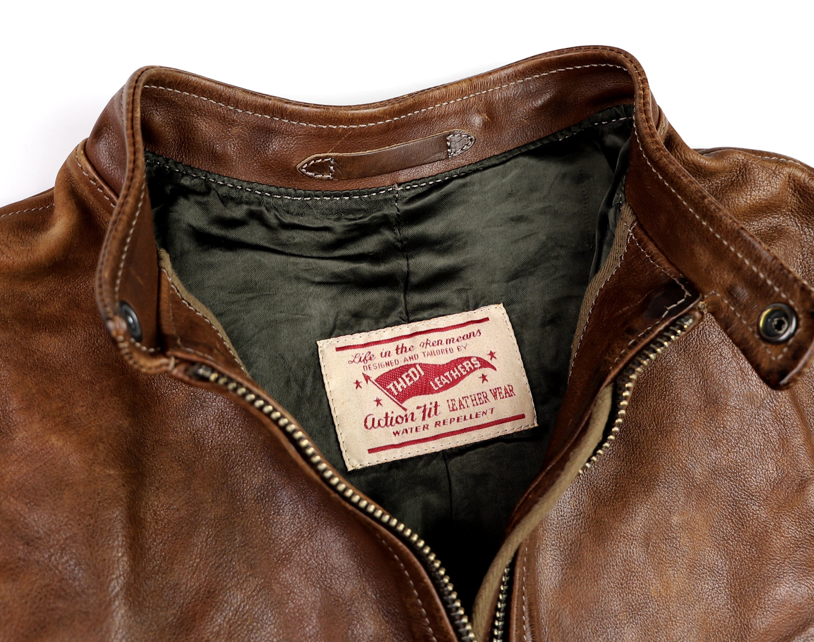 Thedi Cafe Racer Jacket, size Medium, Light Brown Toscano Buffalo