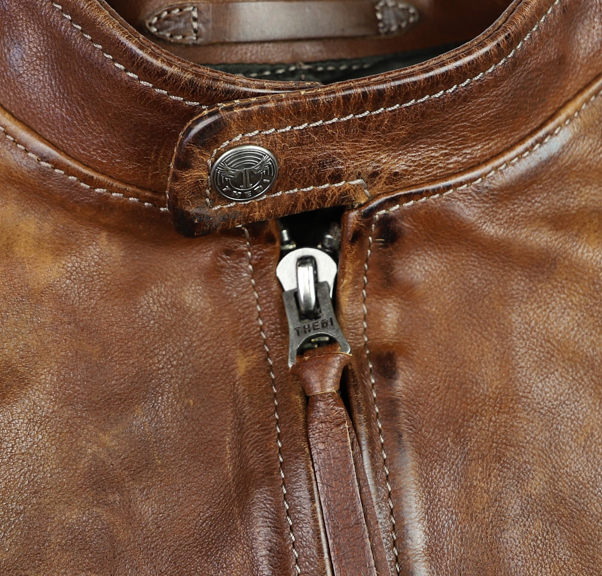 Thedi Cafe Racer Jacket, size Medium, Light Brown Toscano Buffalo